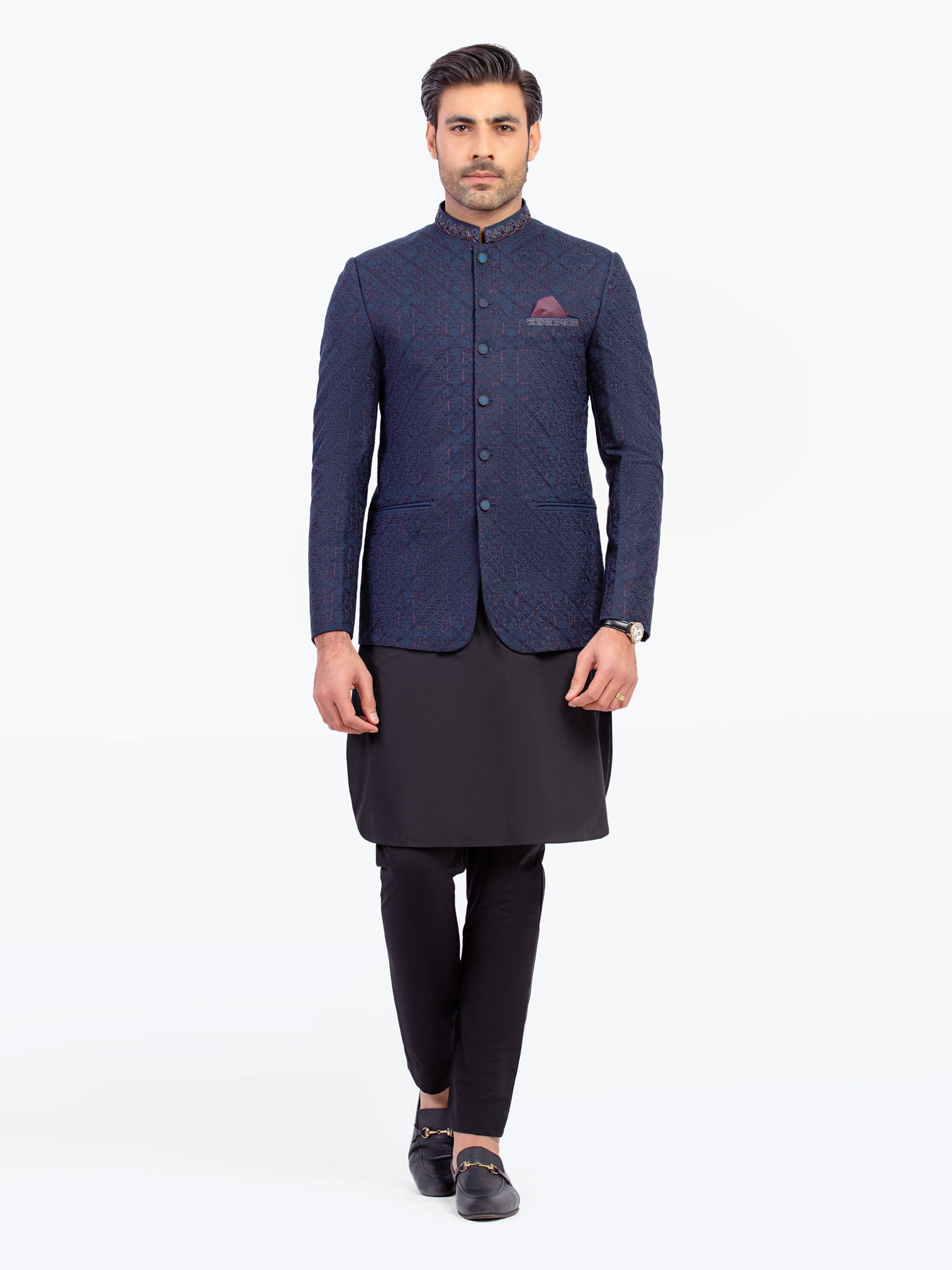 Men's Dark Navy Prince Coat - EMTPC5-014 - Image 2