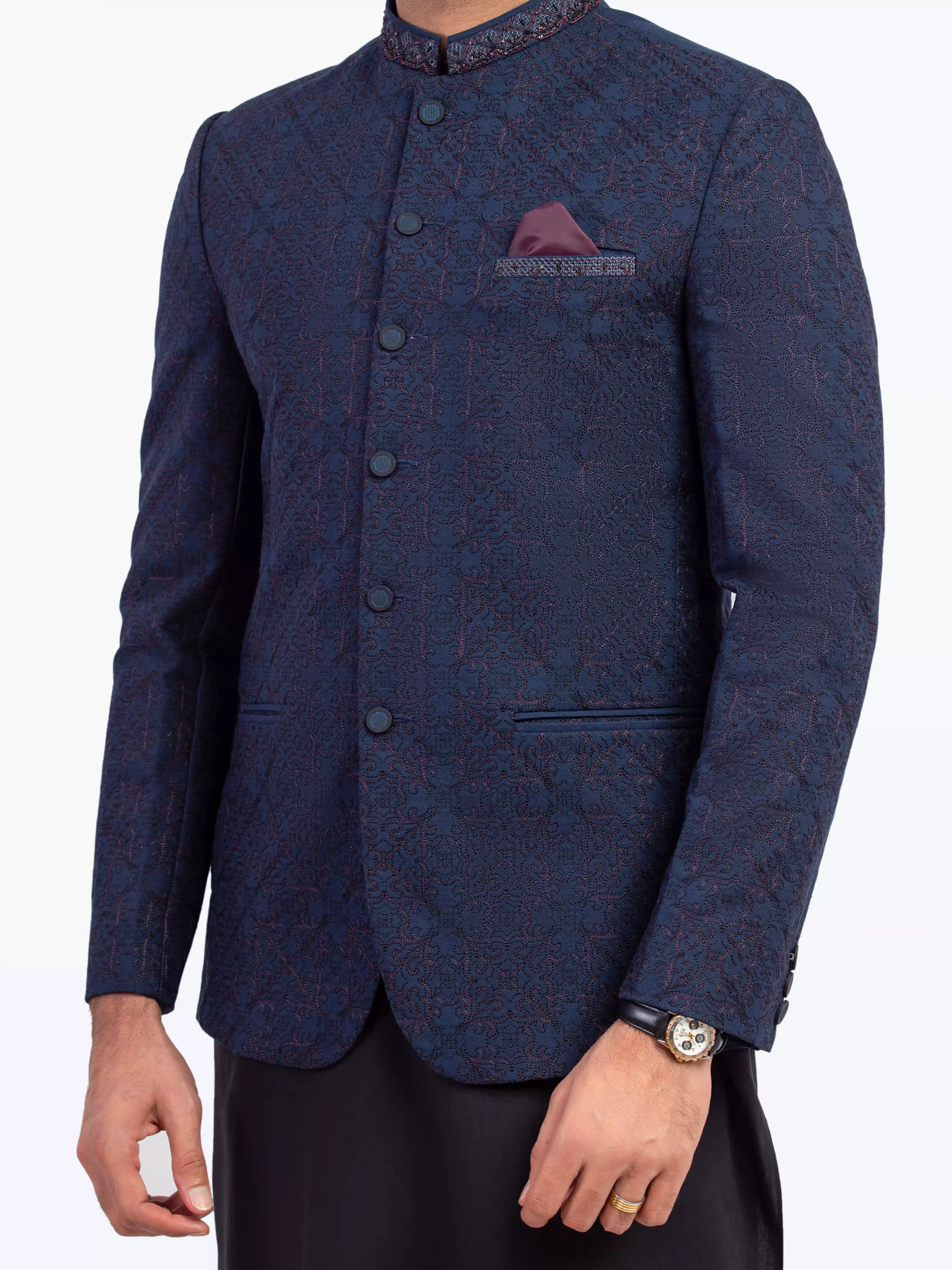 Men's Dark Navy Prince Coat - EMTPC5-014 - Image 3