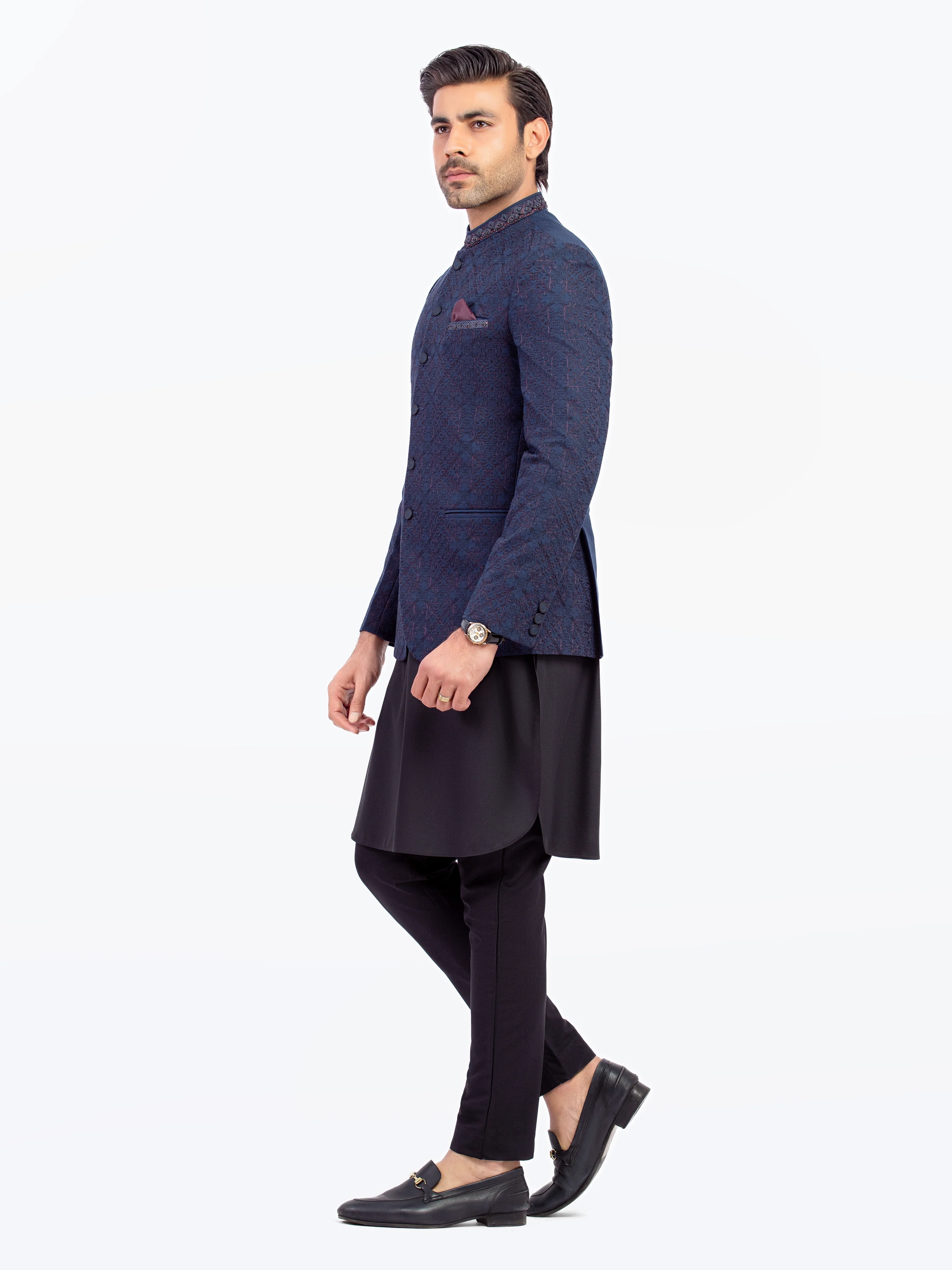 Men's Dark Navy Prince Coat - EMTPC5-014 - Image 4