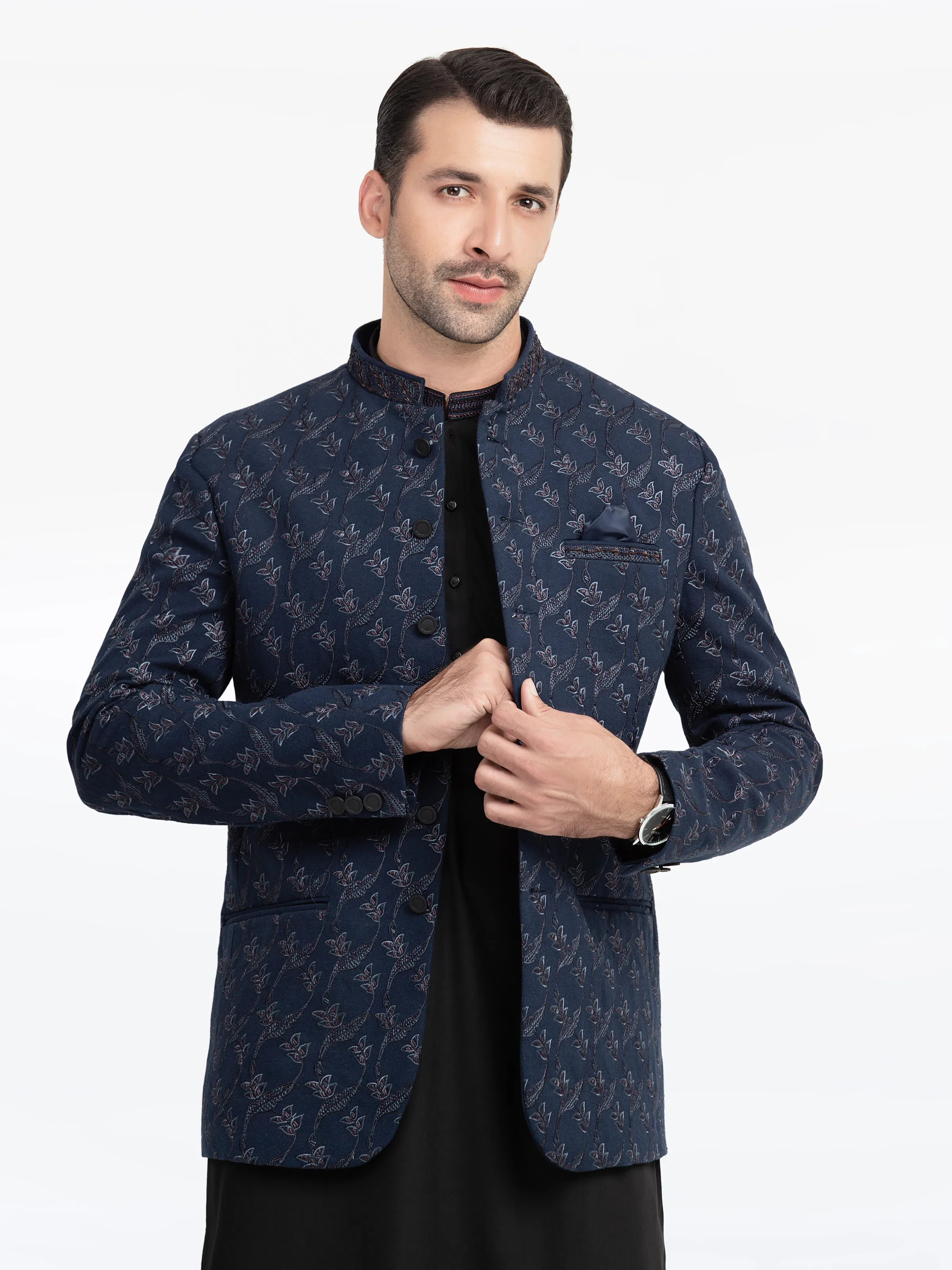 Men's Dark Navy Prince Coat - EMTPC5-024 - Image 2