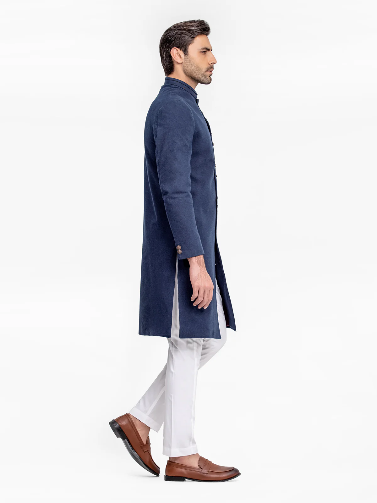 Men's Dark Navy Sherwani - EMTS23-7221 - Image 3