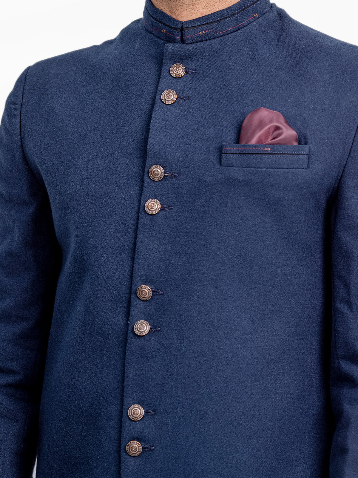 Men's Dark Navy Sherwani - EMTS23-7221 - Image 4