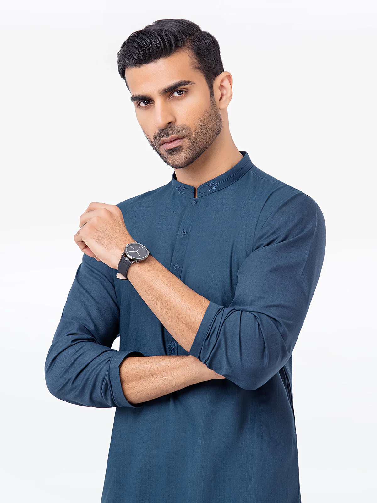 Men's Dark Ocean Shalwar Kameez - EMTKST24-013 - Image 3