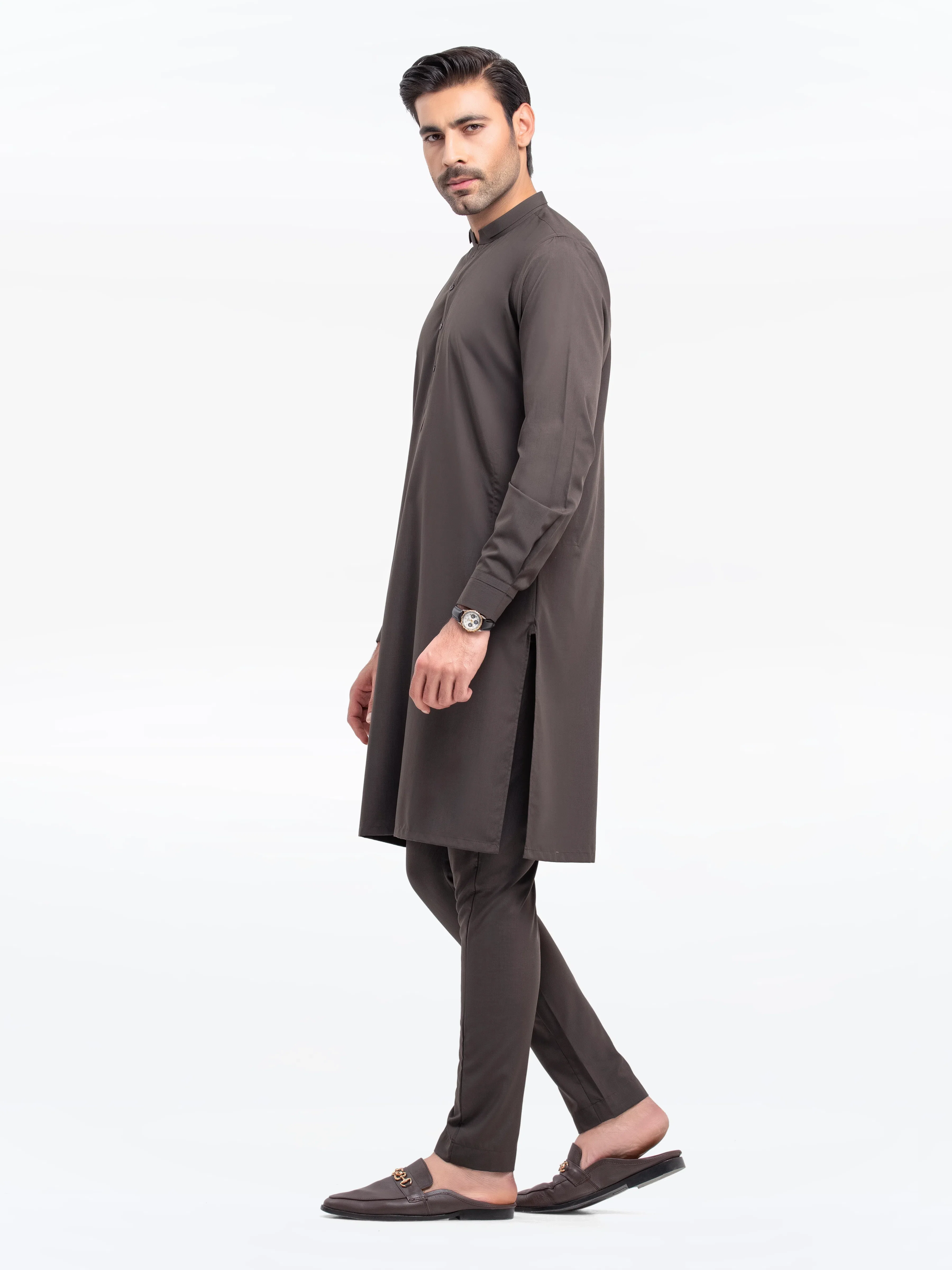 Men's Dark Olive Kurta Pajama - EMTKPT25-050 - Image 4