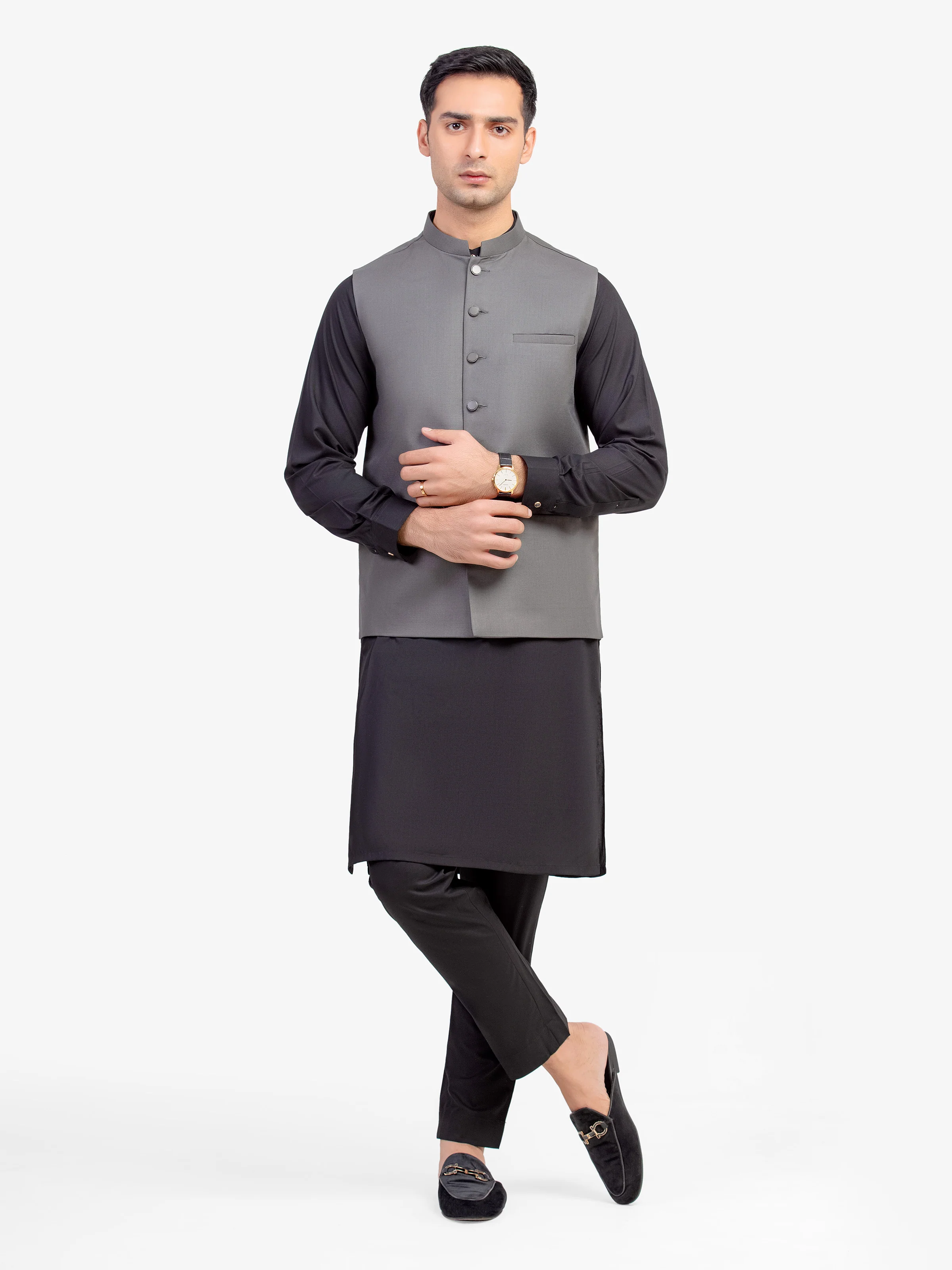 Men's Dark Olive Waist Coat - EMTWCP5-35971 - Image 2