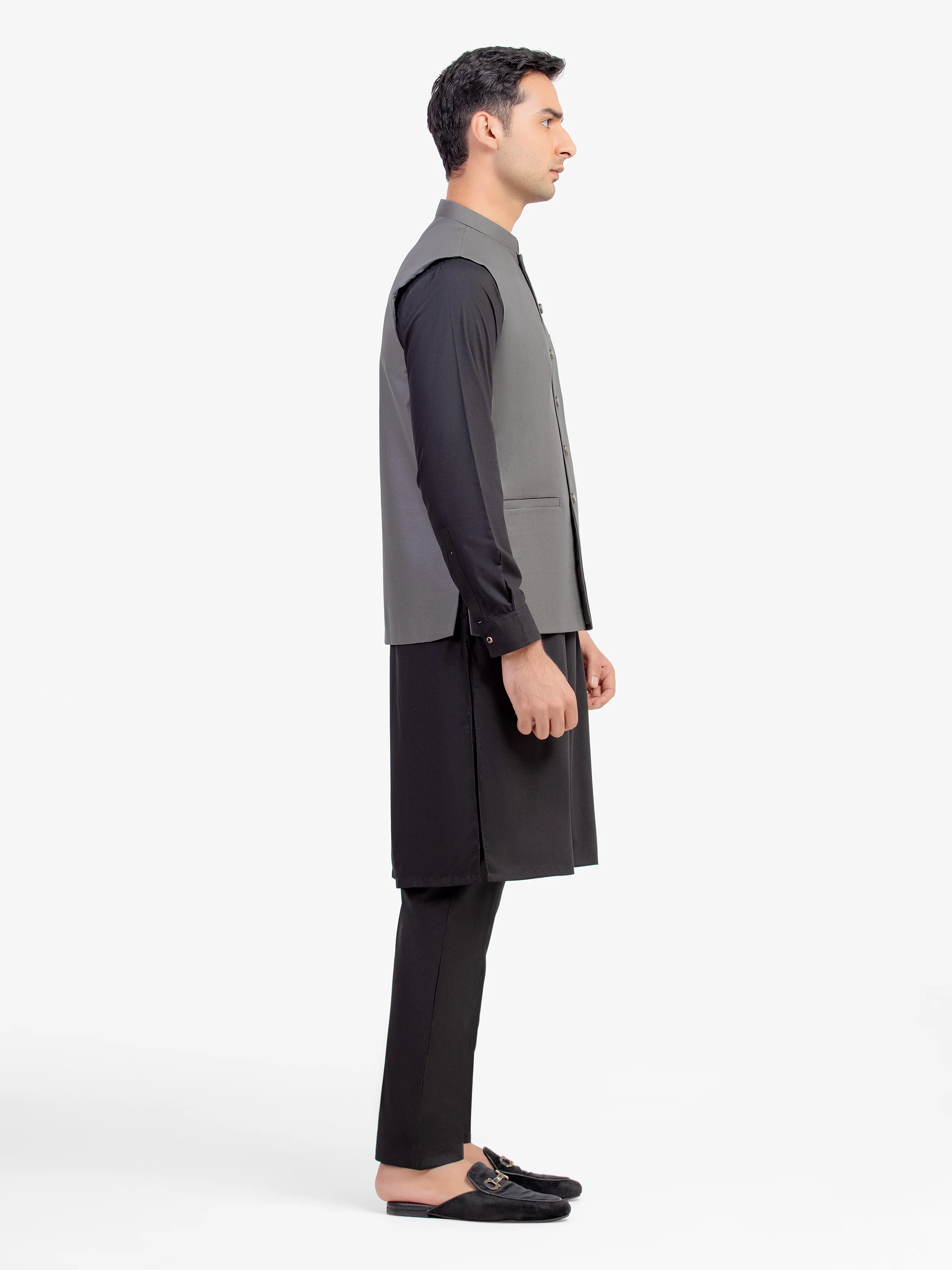 Men's Dark Olive Waist Coat - EMTWCP5-35971 - Image 4
