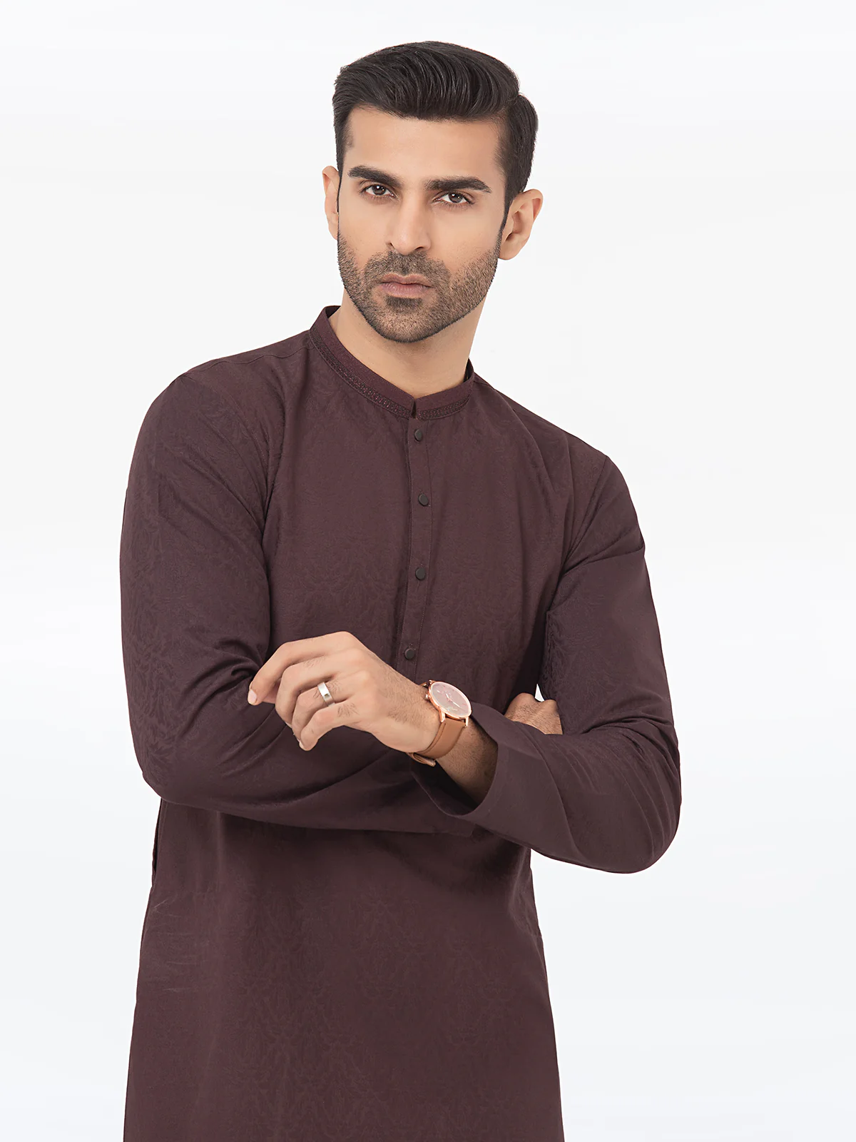 Men's Dark Plum Kurta Pajama - EMTKPT24-017 - Image 2