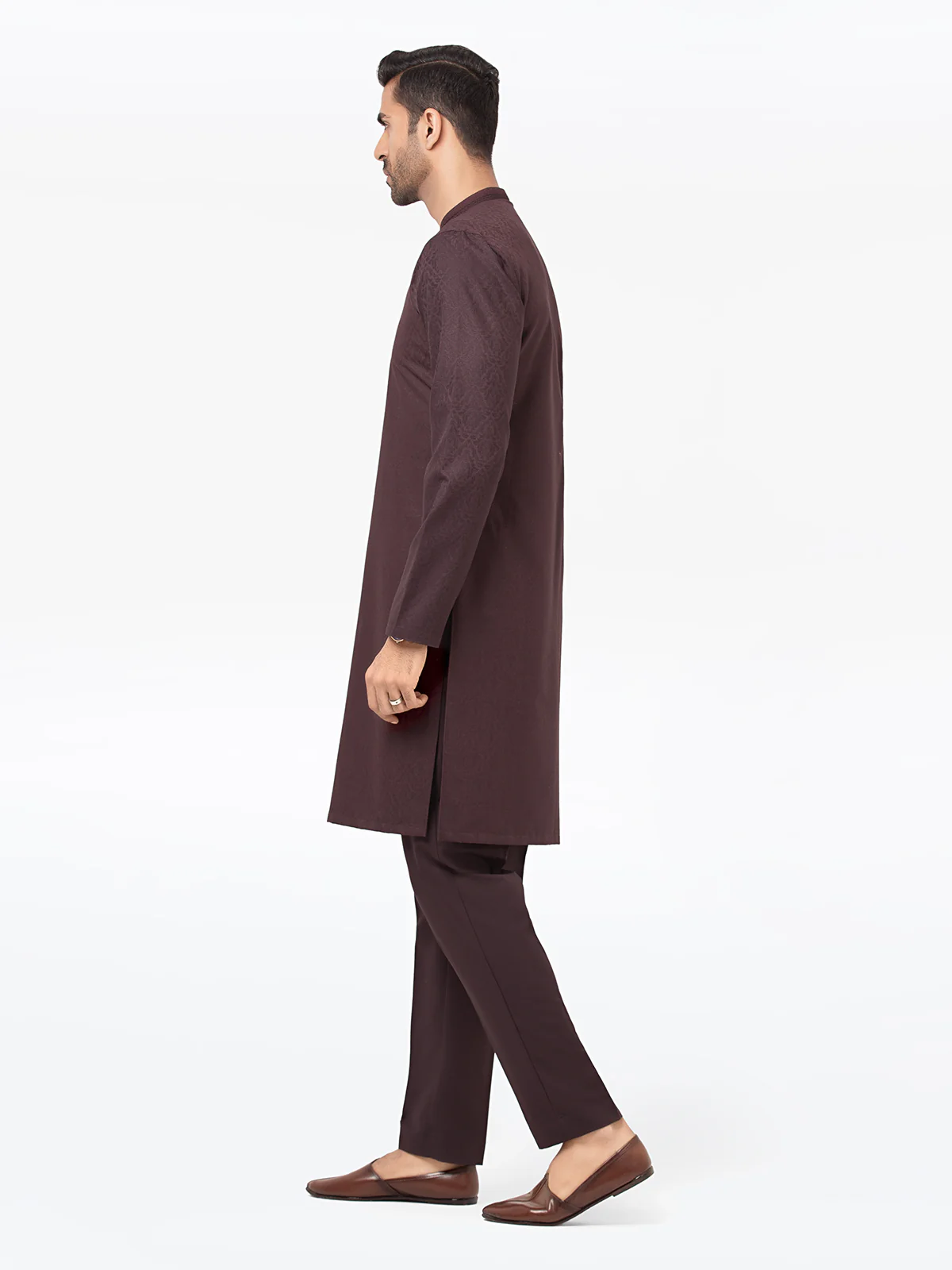 Men's Dark Plum Kurta Pajama - EMTKPT24-017 - Image 3