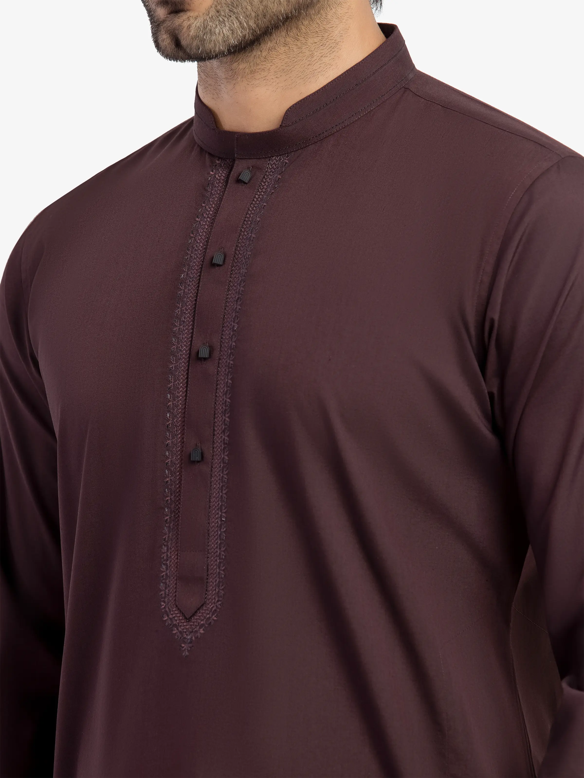 Men's Dark Plum Kurta Pajama - EMTKPT5-086 - Image 3