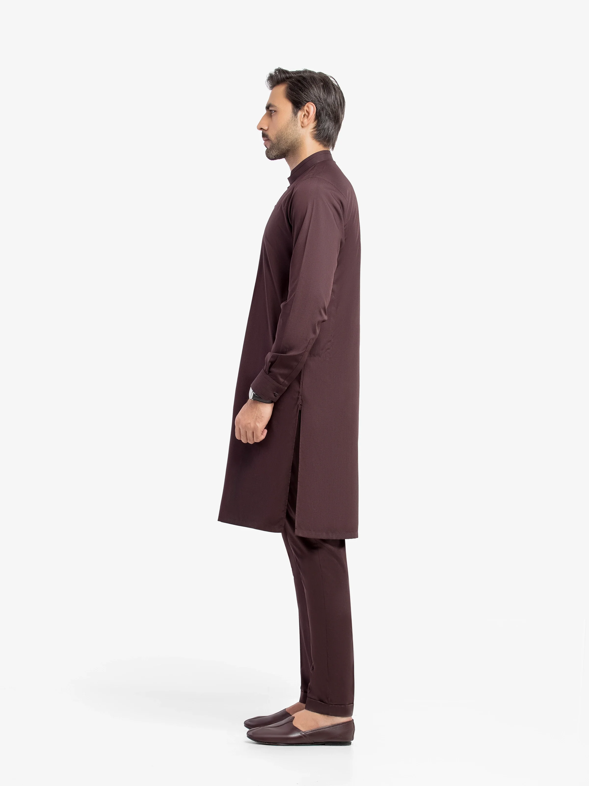 Men's Dark Plum Kurta Pajama - EMTKPT5-086 - Image 4