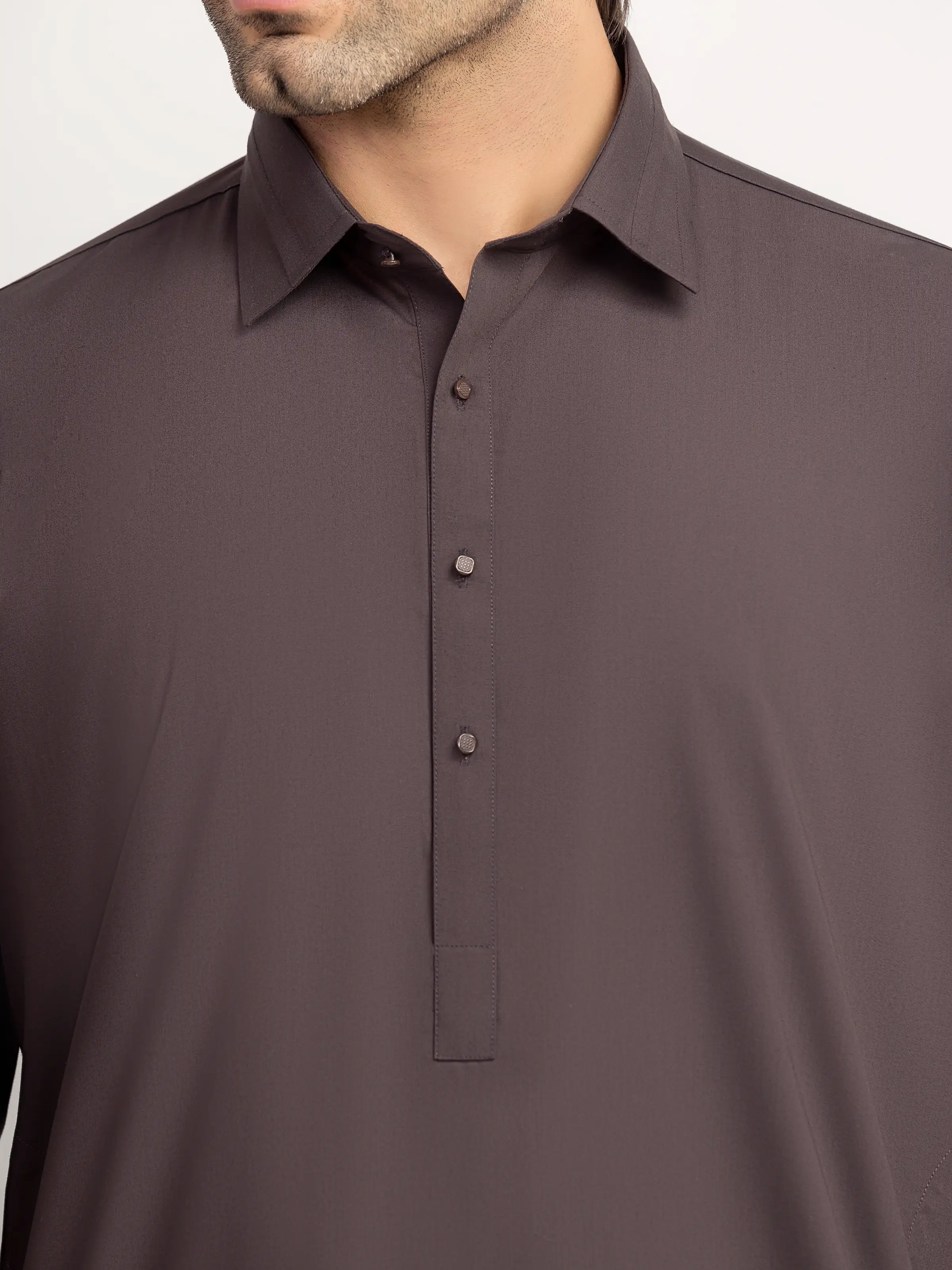 Men's Dark Plum Shalwar Kameez - EMTKS5-41217 - Image 3