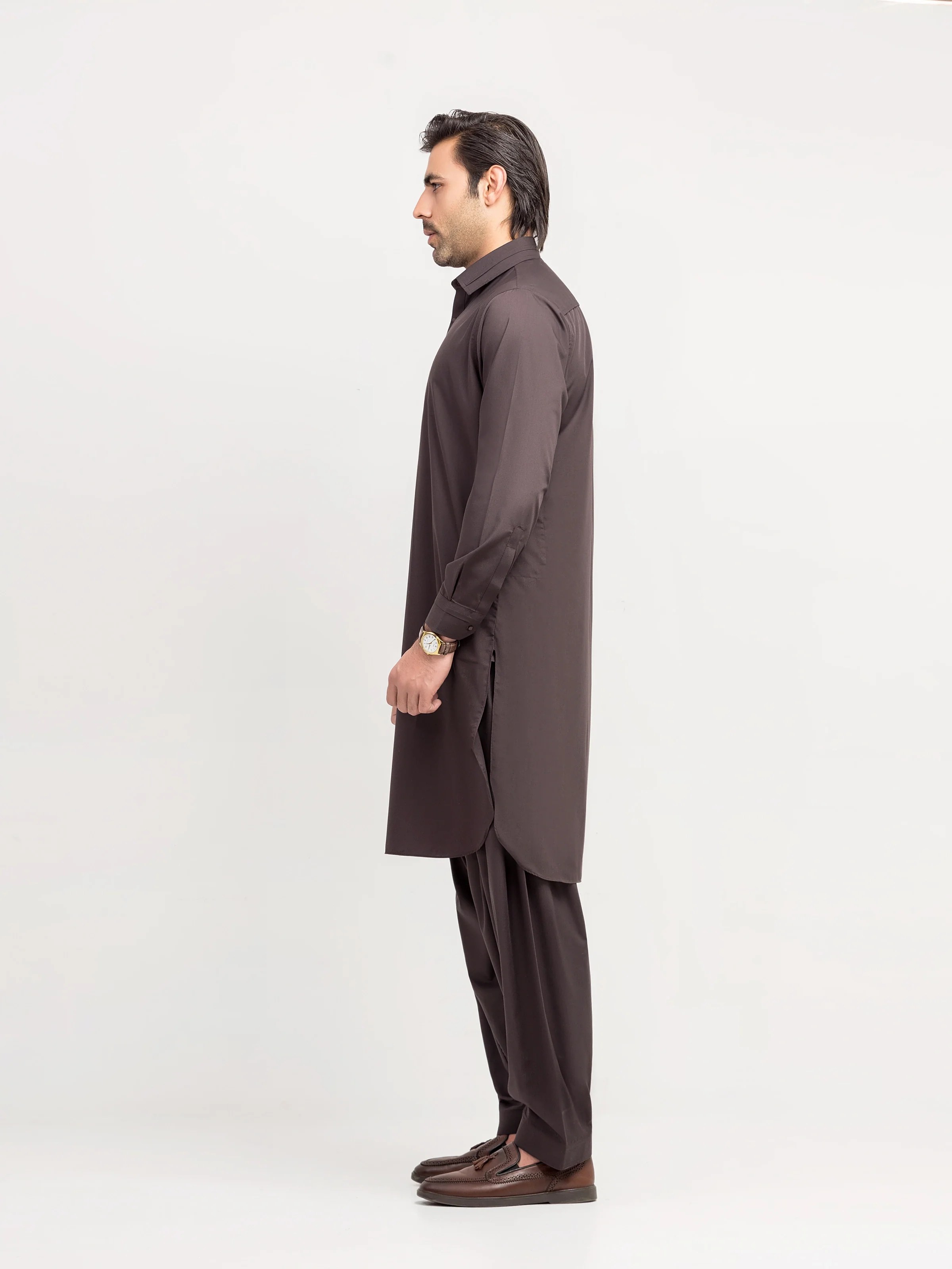 Men's Dark Plum Shalwar Kameez - EMTKS5-41217 - Image 5