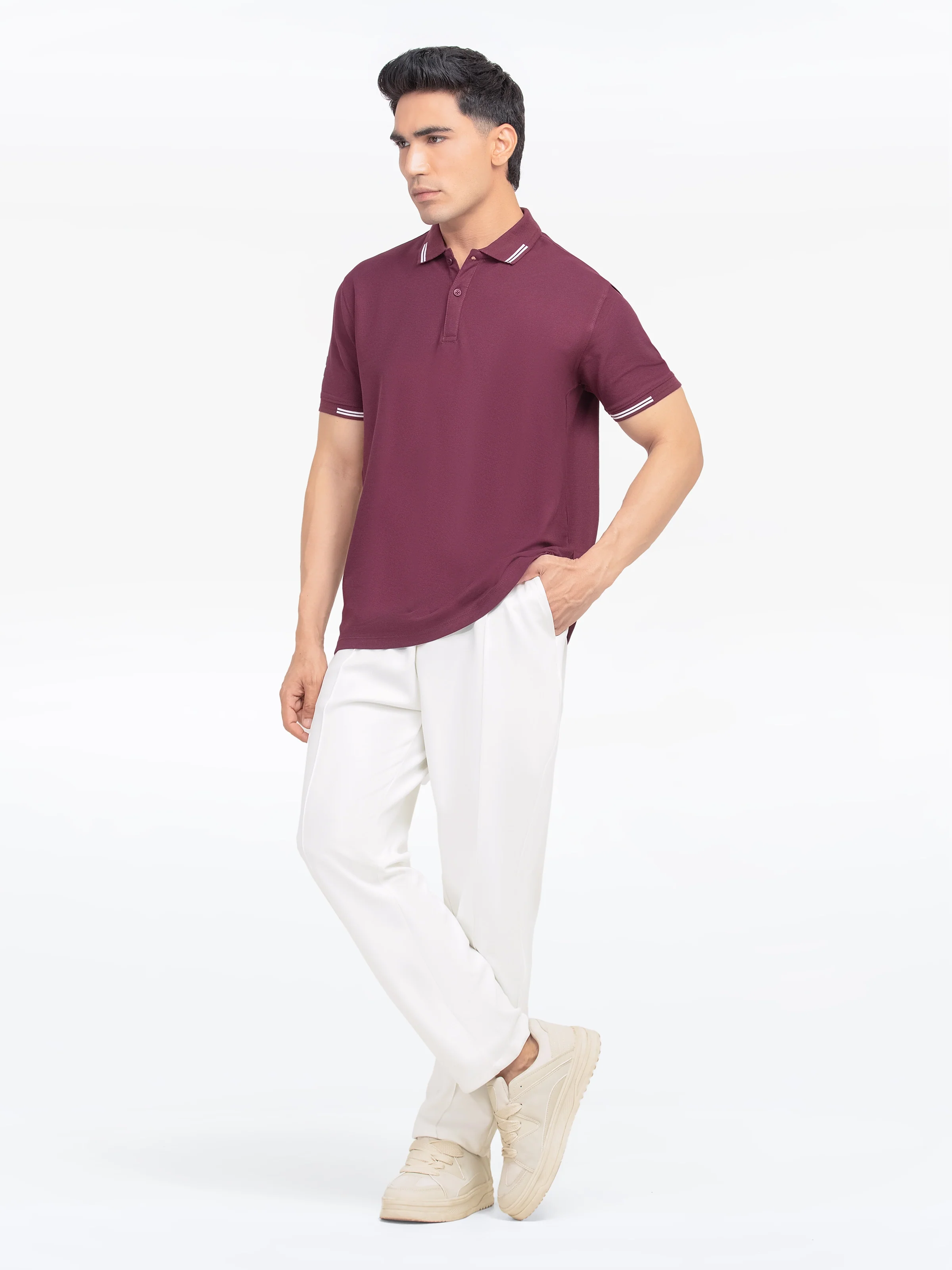 Men's Dark Plum Polo Shirt - EMTPS5-007 - Image 2
