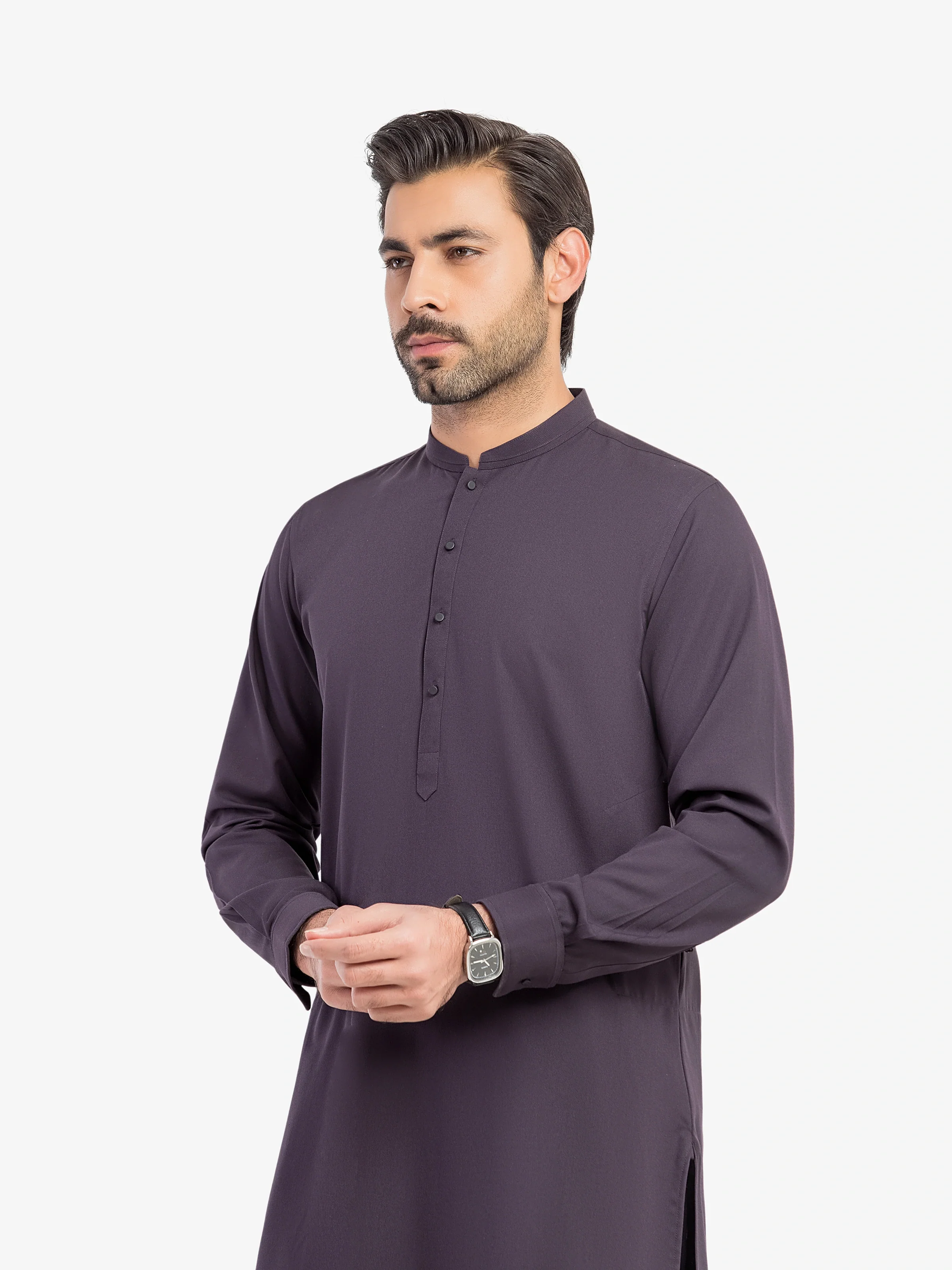 Men's Dark Purple Shalwar Kameez - EMTKST5-99623 - Image 3