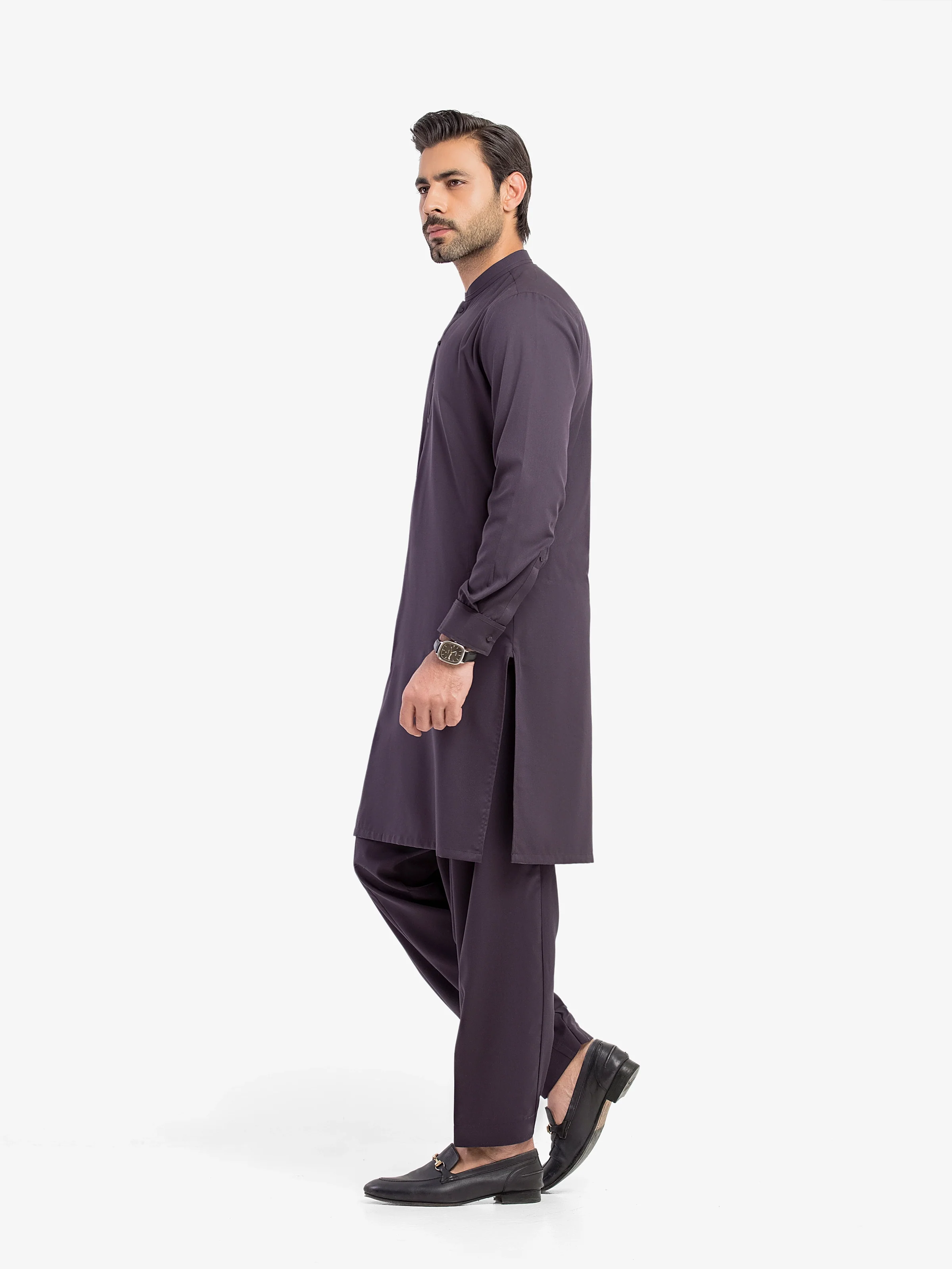 Men's Dark Purple Shalwar Kameez - EMTKST5-99623 - Image 4