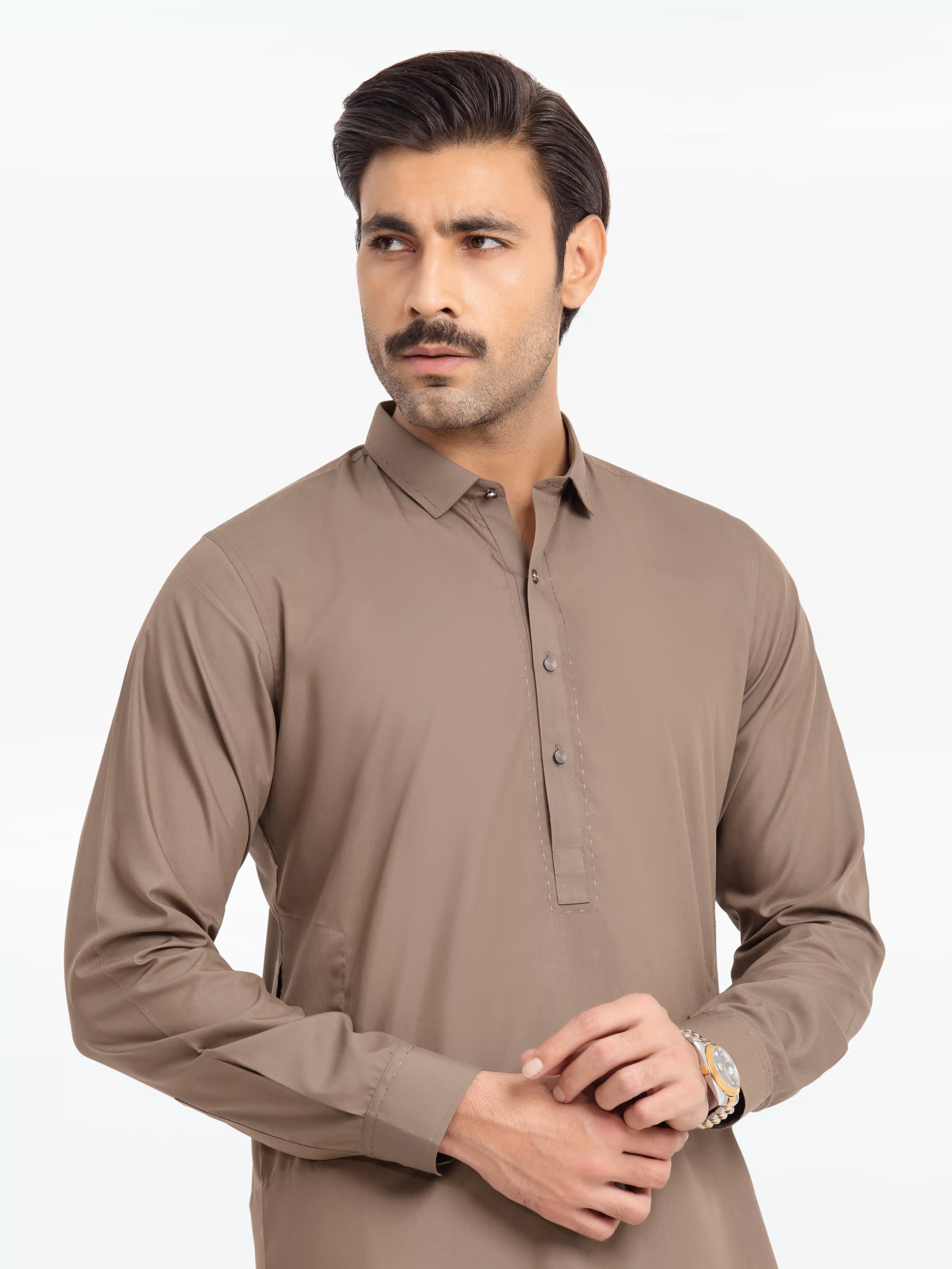 Men's Dark Sage Shalwar Kameez - EMTKS24S-41140 - Image 2