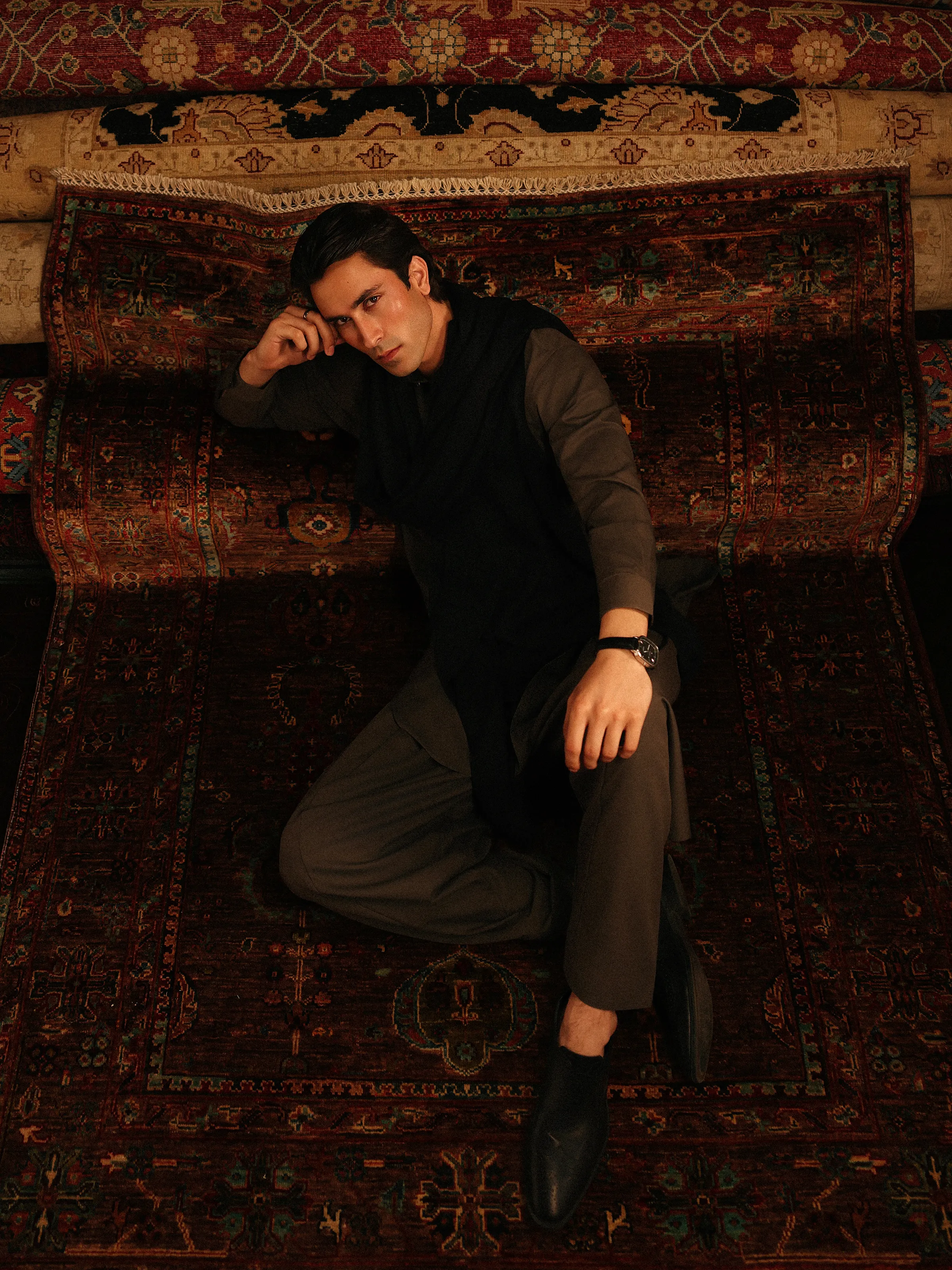 Men's Dark Sage Shalwar Kameez - EMTKS5-41183 - Image 4