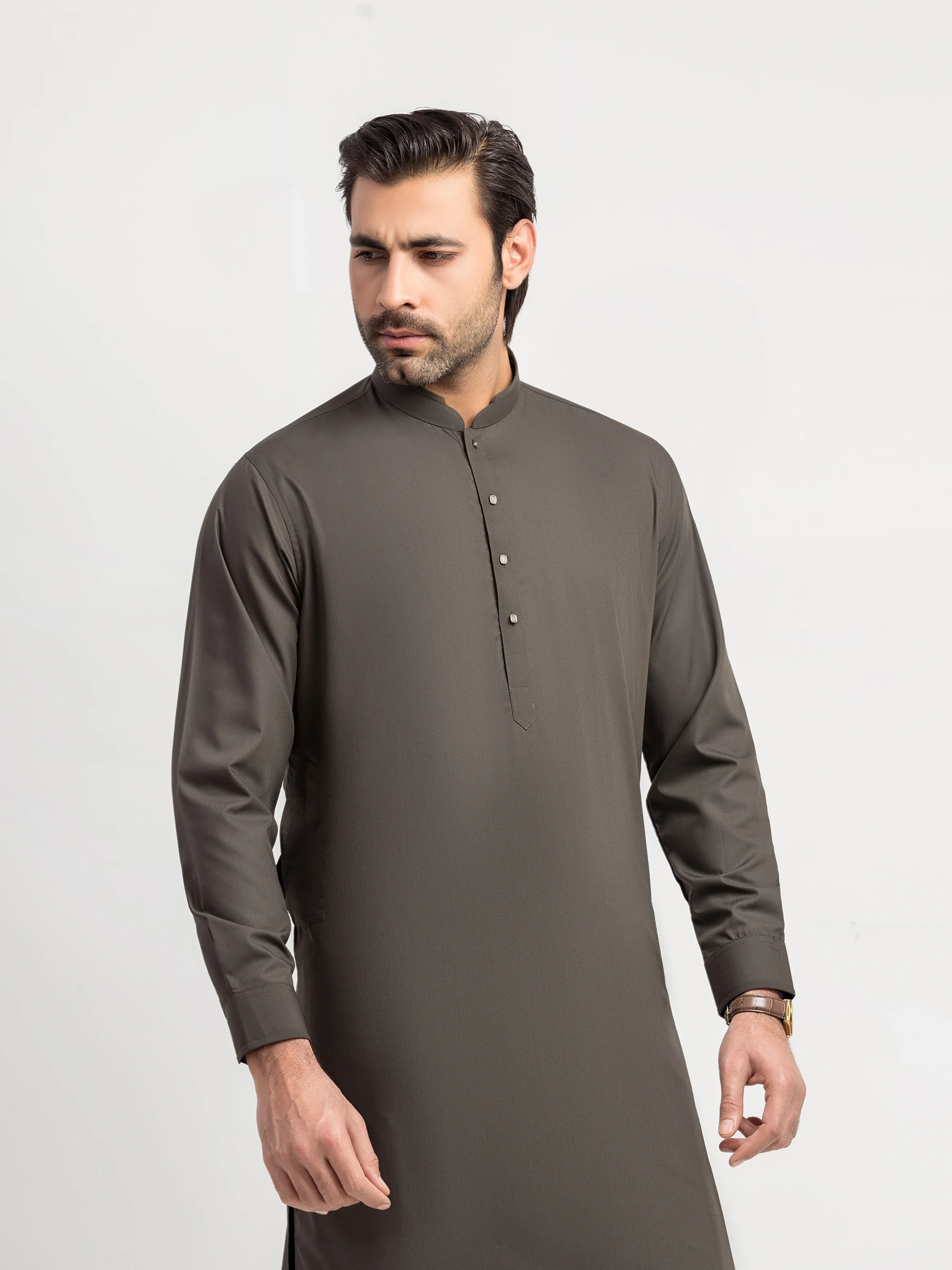 Men's Dark Sage Shalwar Kameez - EMTKS5-41215 - Image 2