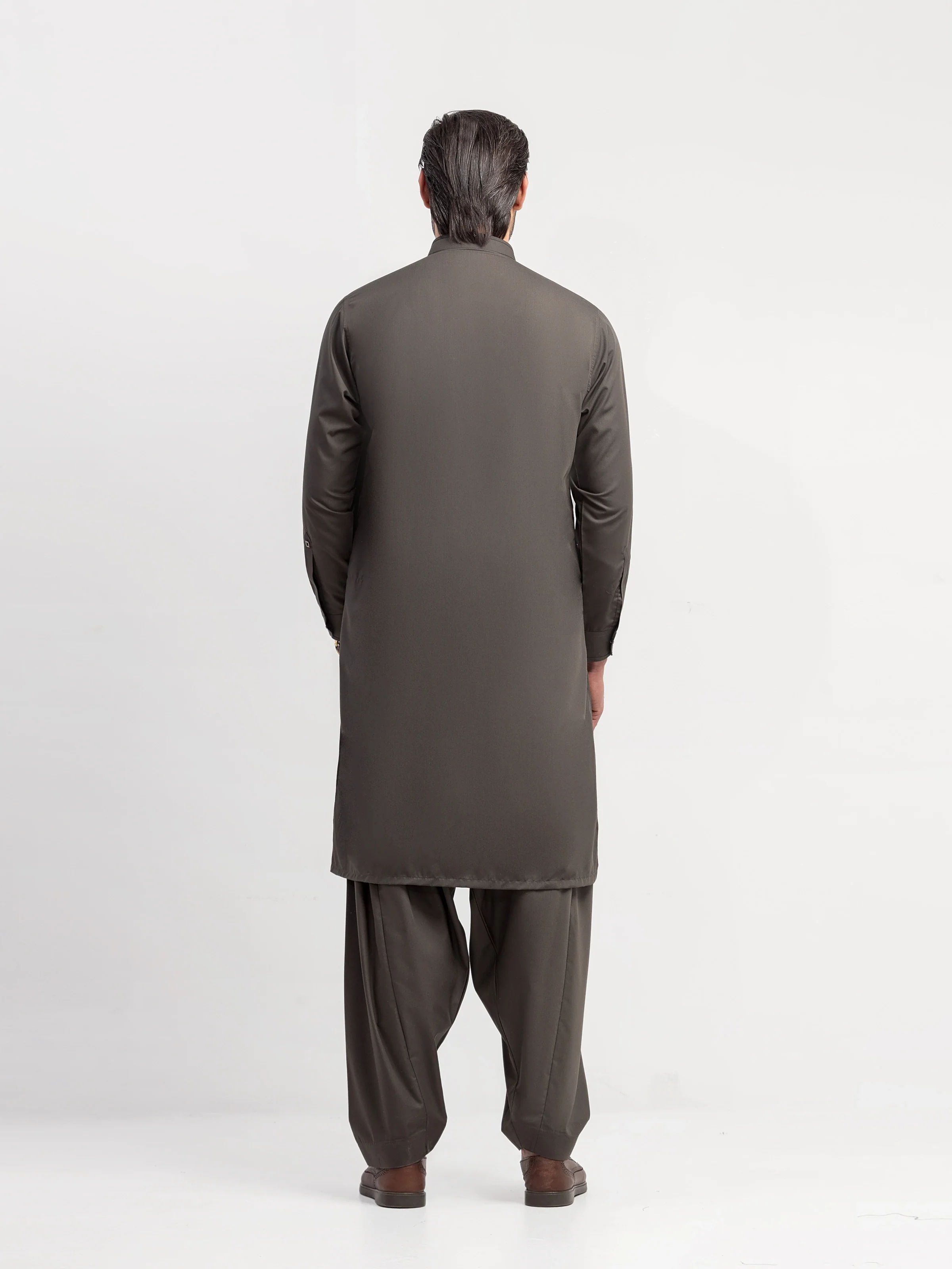 Men's Dark Sage Shalwar Kameez - EMTKS5-41215 - Image 6