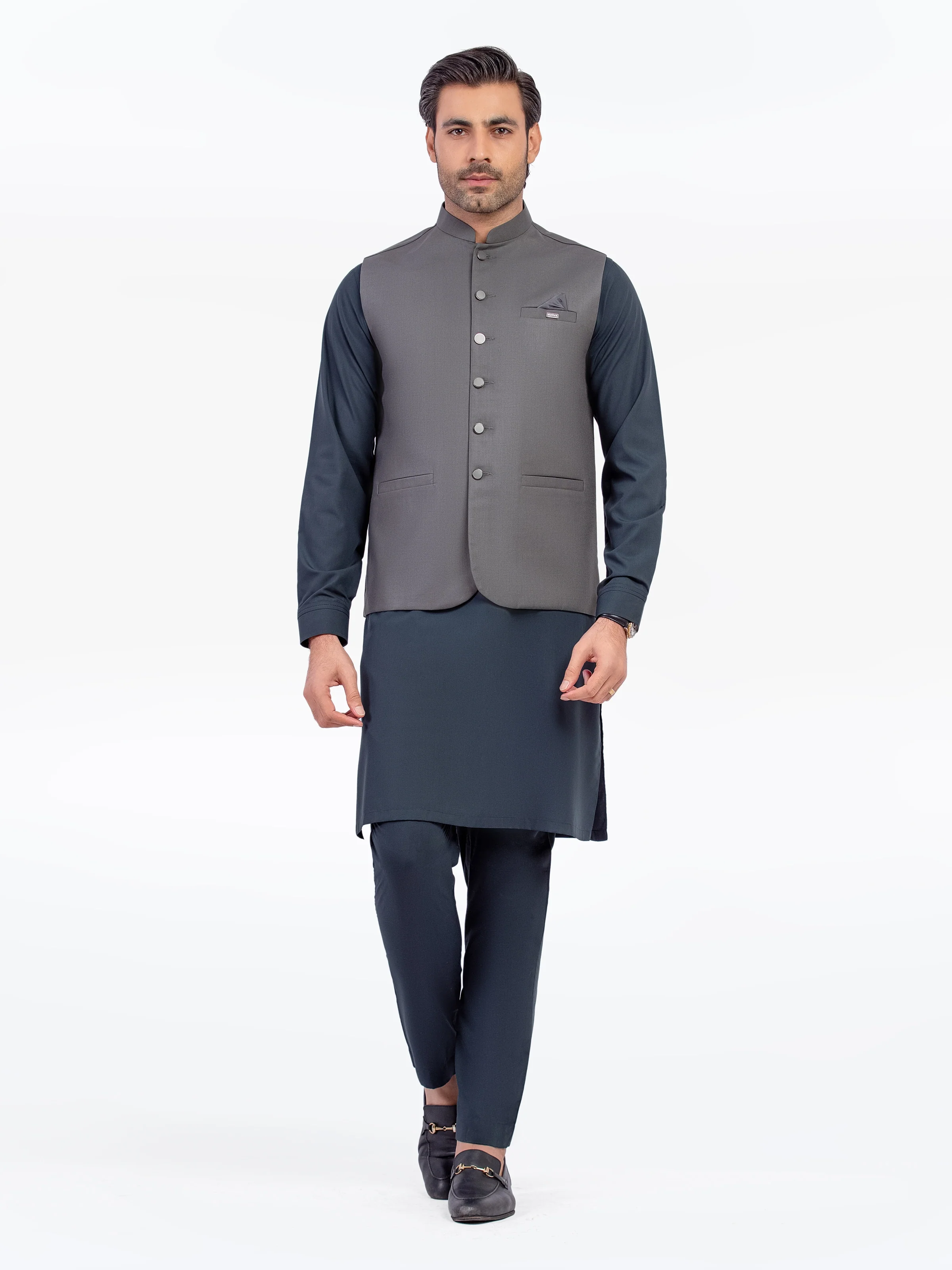 Men's Dark Sage Waist Coat - EMTWCP5-35950 - Image 2