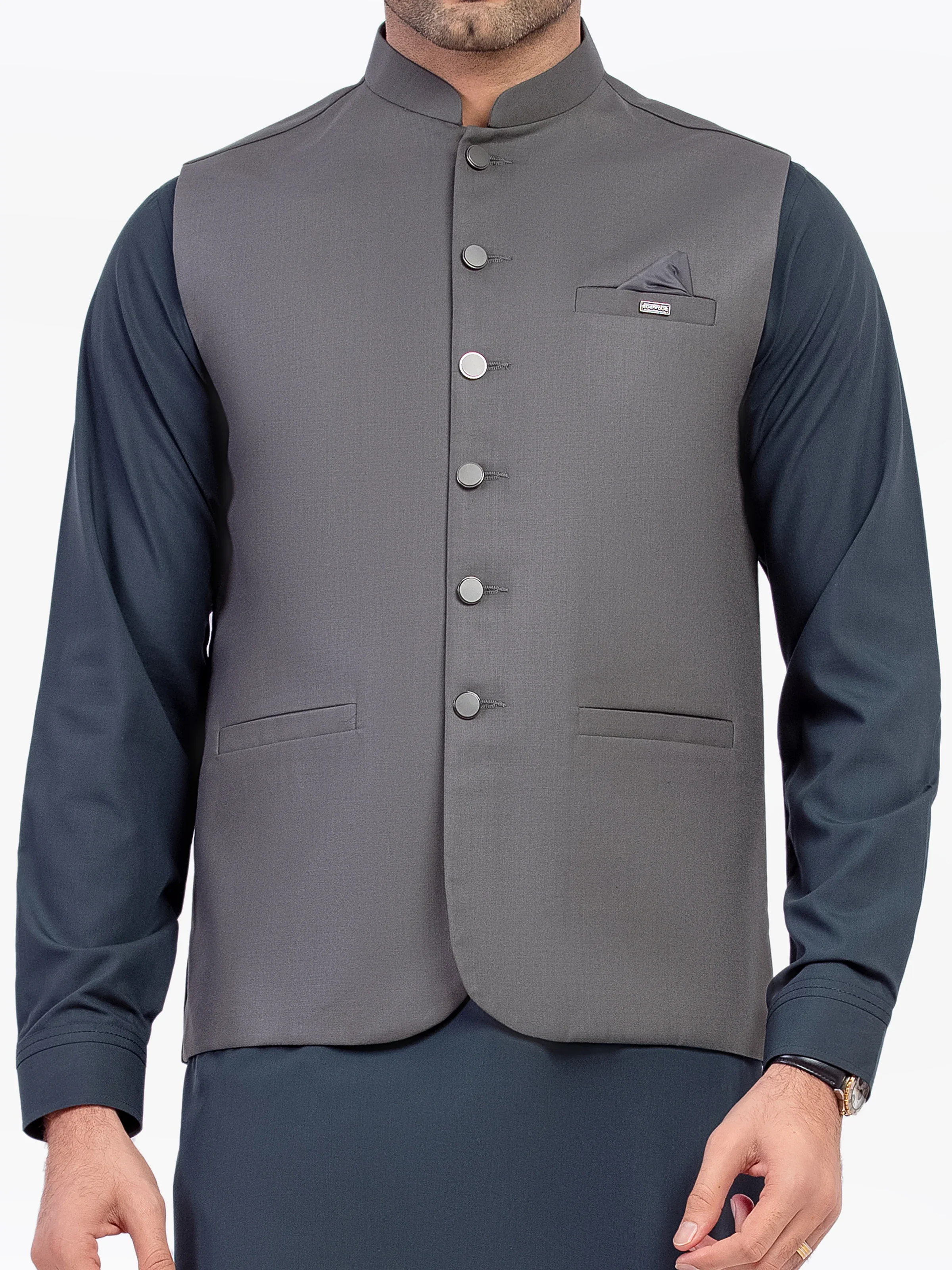Men's Dark Sage Waist Coat - EMTWCP5-35950 - Image 3