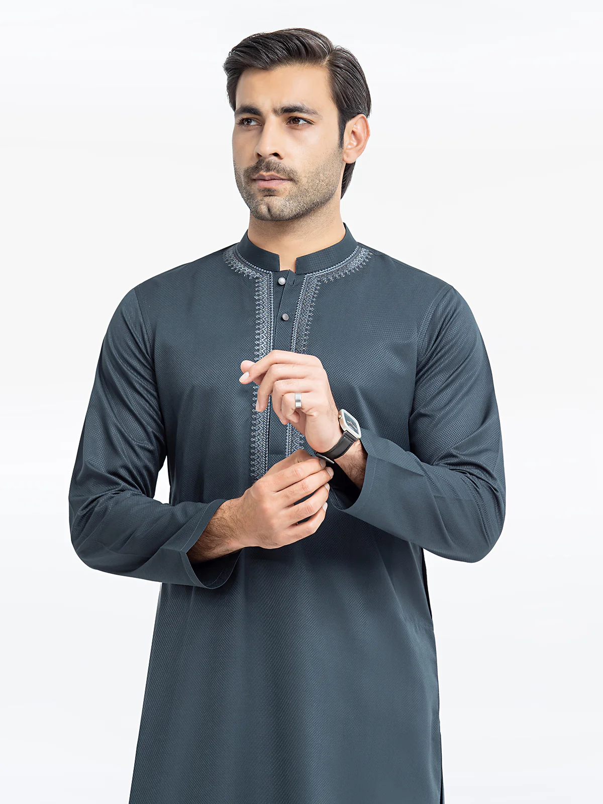Men's Dark Teal Kurta - EMTK24S-99441 - Image 2