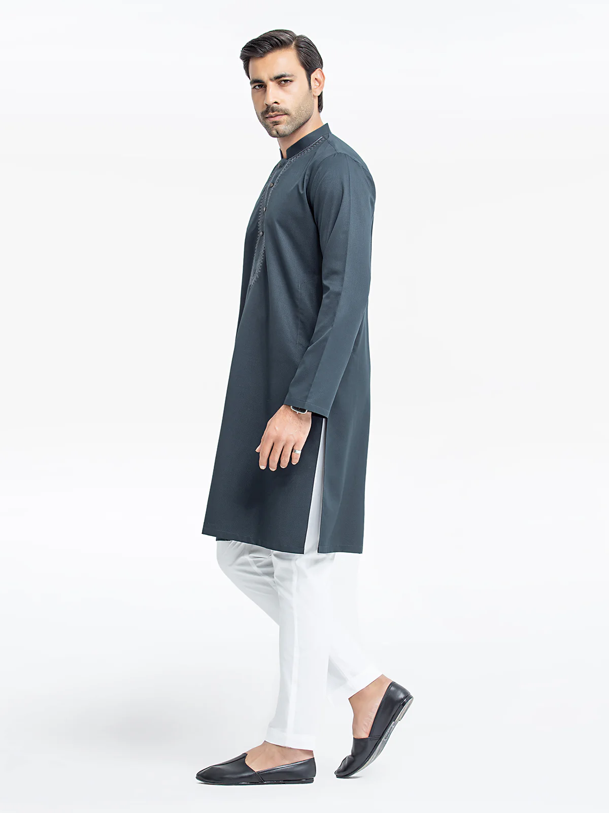 Men's Dark Teal Kurta - EMTK24S-99441 - Image 5