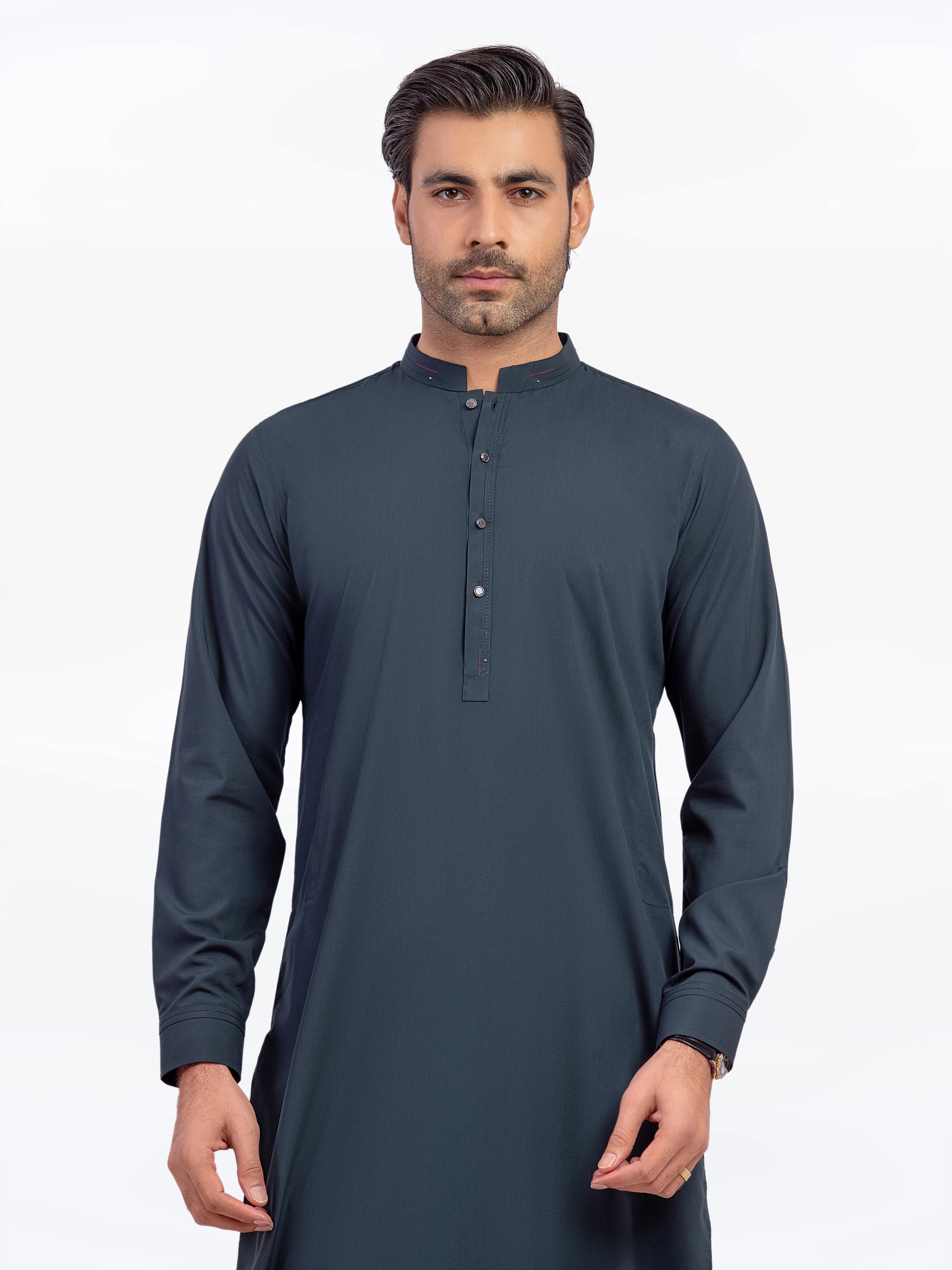 Men's Dark Teal Kurta Pajama - EMTKPT5-066 - Image 2