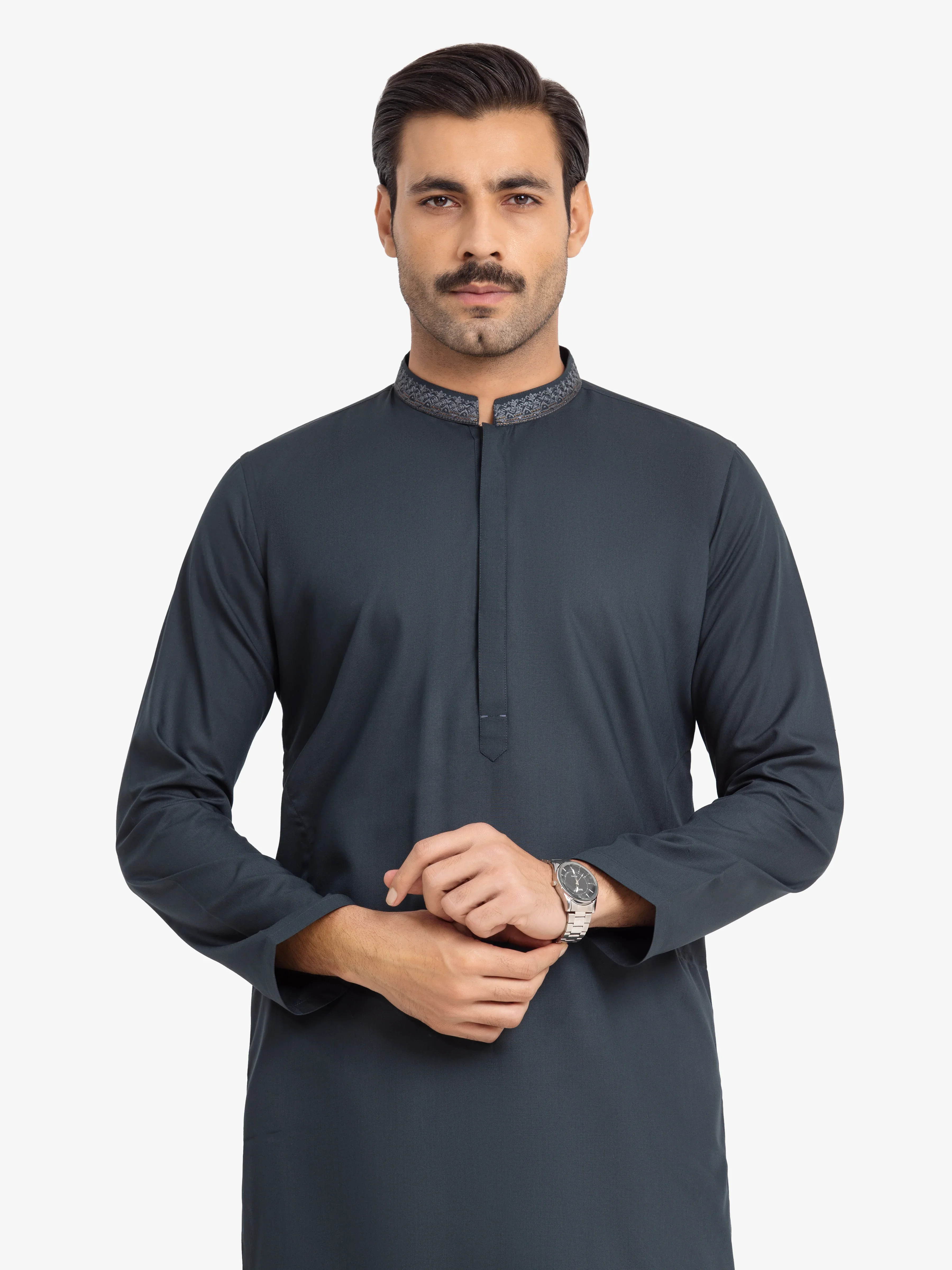 Men's Dark Teal Shalwar Kameez - EMTKS24-41143 - Image 2