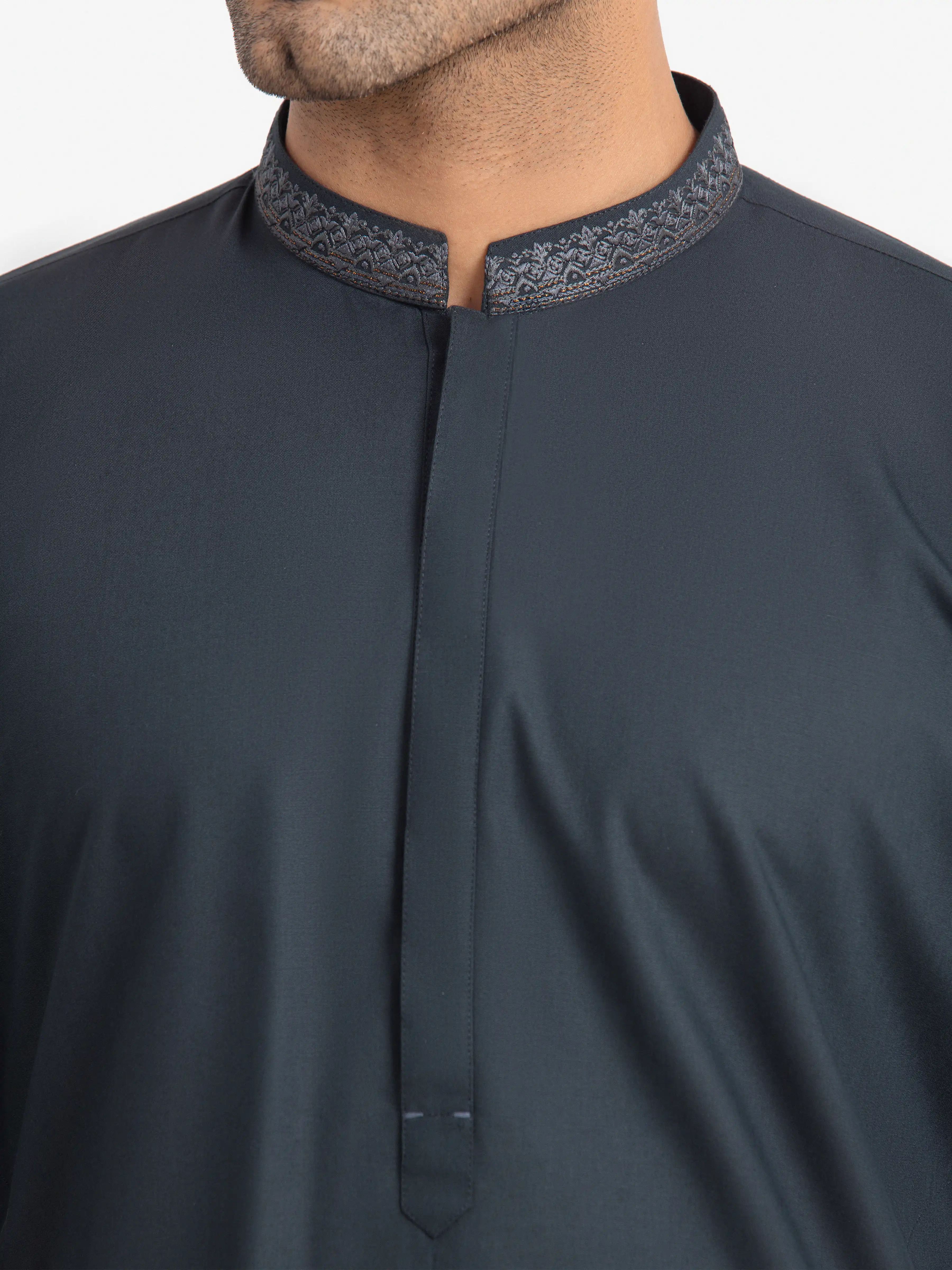 Men's Dark Teal Shalwar Kameez - EMTKS24-41143 - Image 3