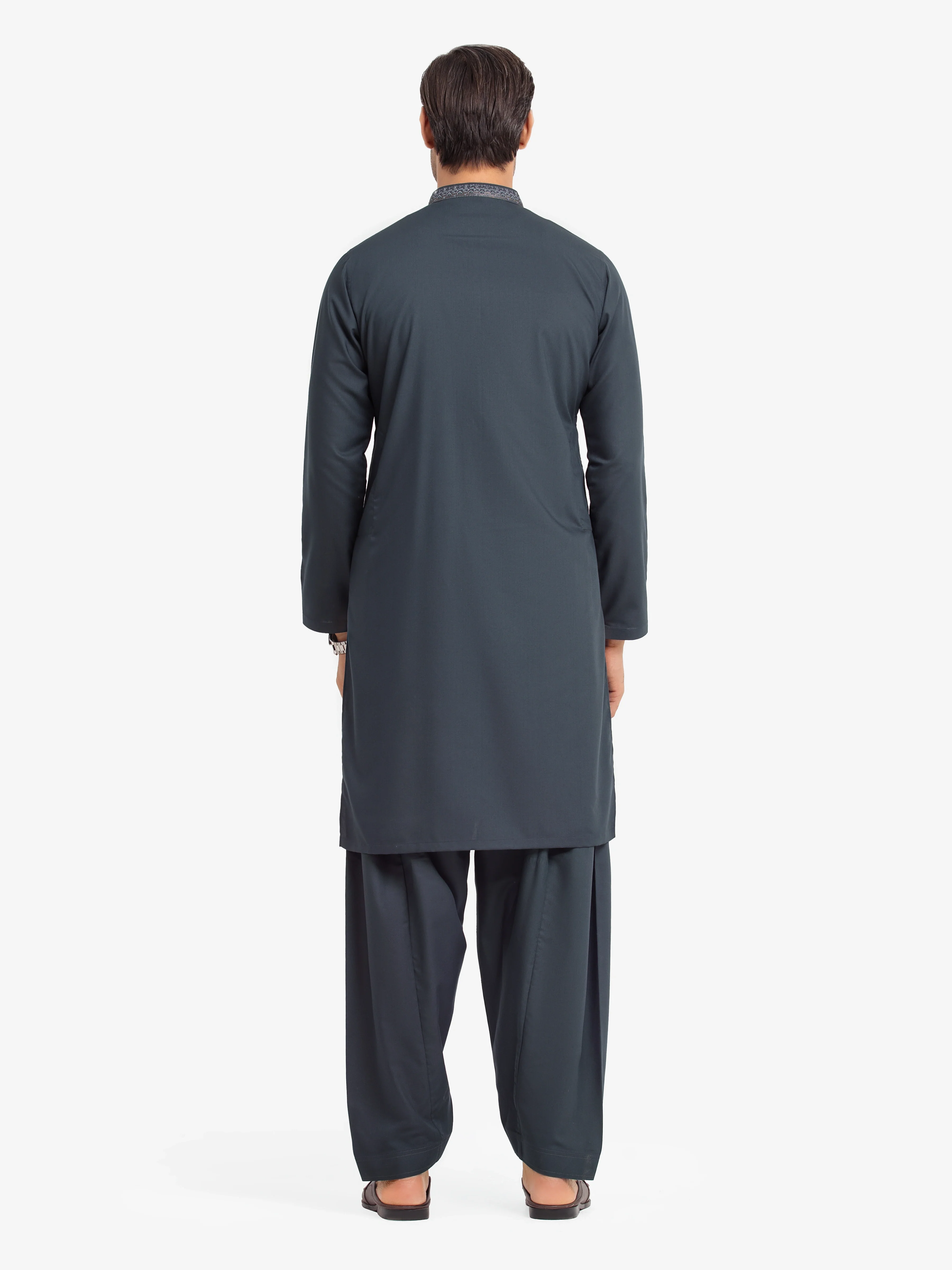 Men's Dark Teal Shalwar Kameez - EMTKS24-41143 - Image 5