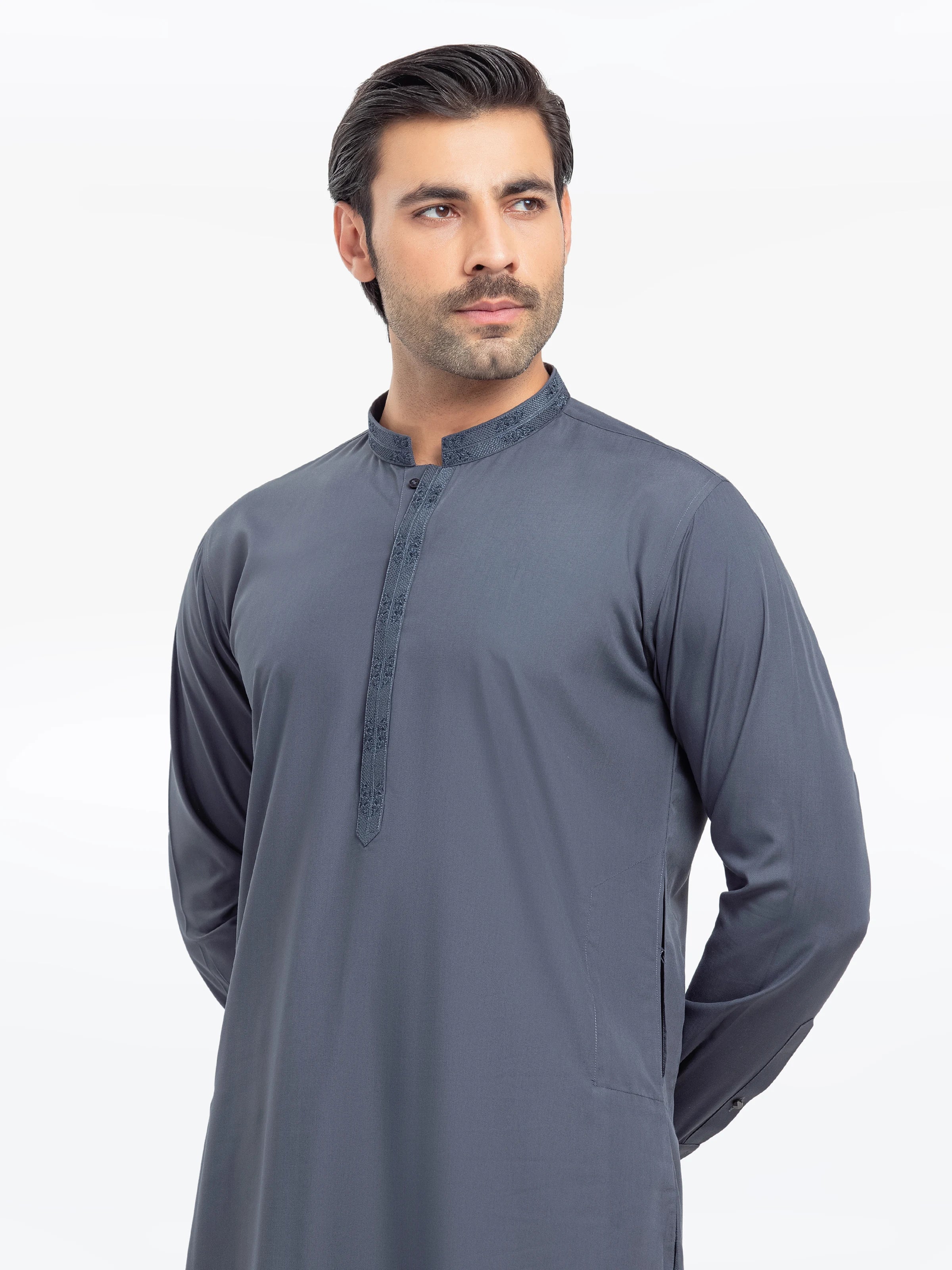 Men's Dark Teal Shalwar Kameez - EMTKS5-41162 - Image 2