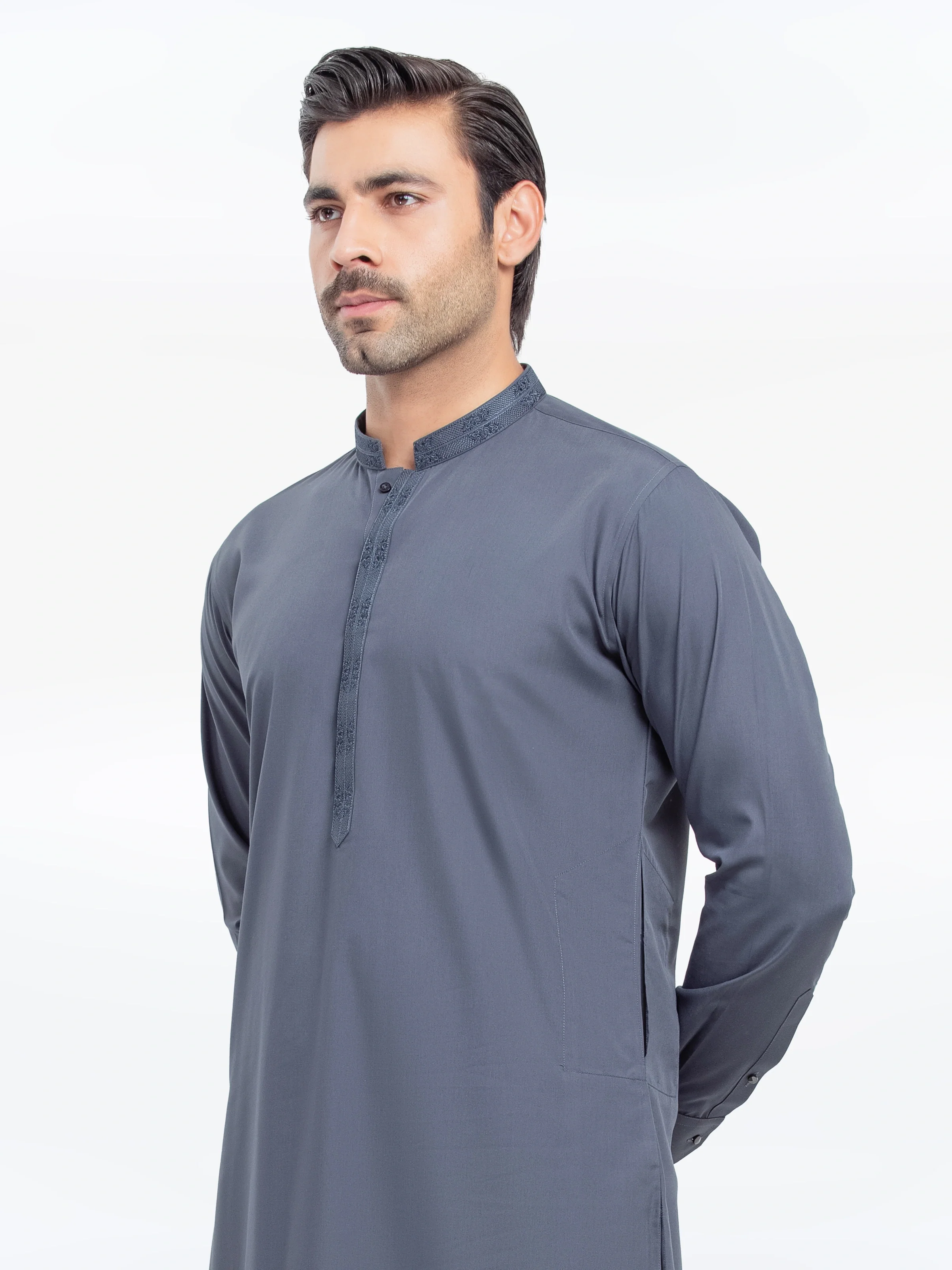 Men's Dark Teal Shalwar Kameez - EMTKS5-41162 - Image 3