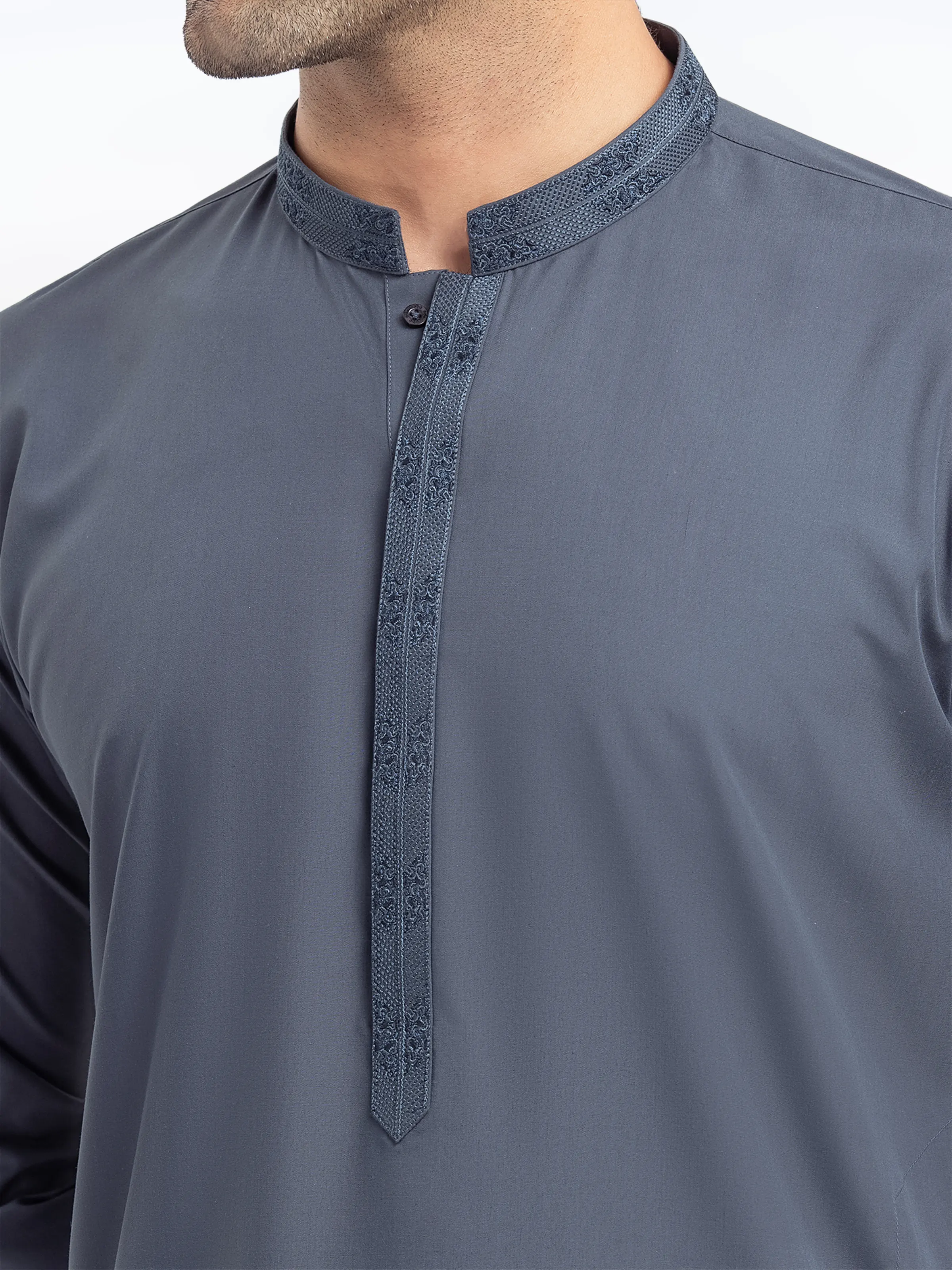 Men's Dark Teal Shalwar Kameez - EMTKS5-41162 - Image 4