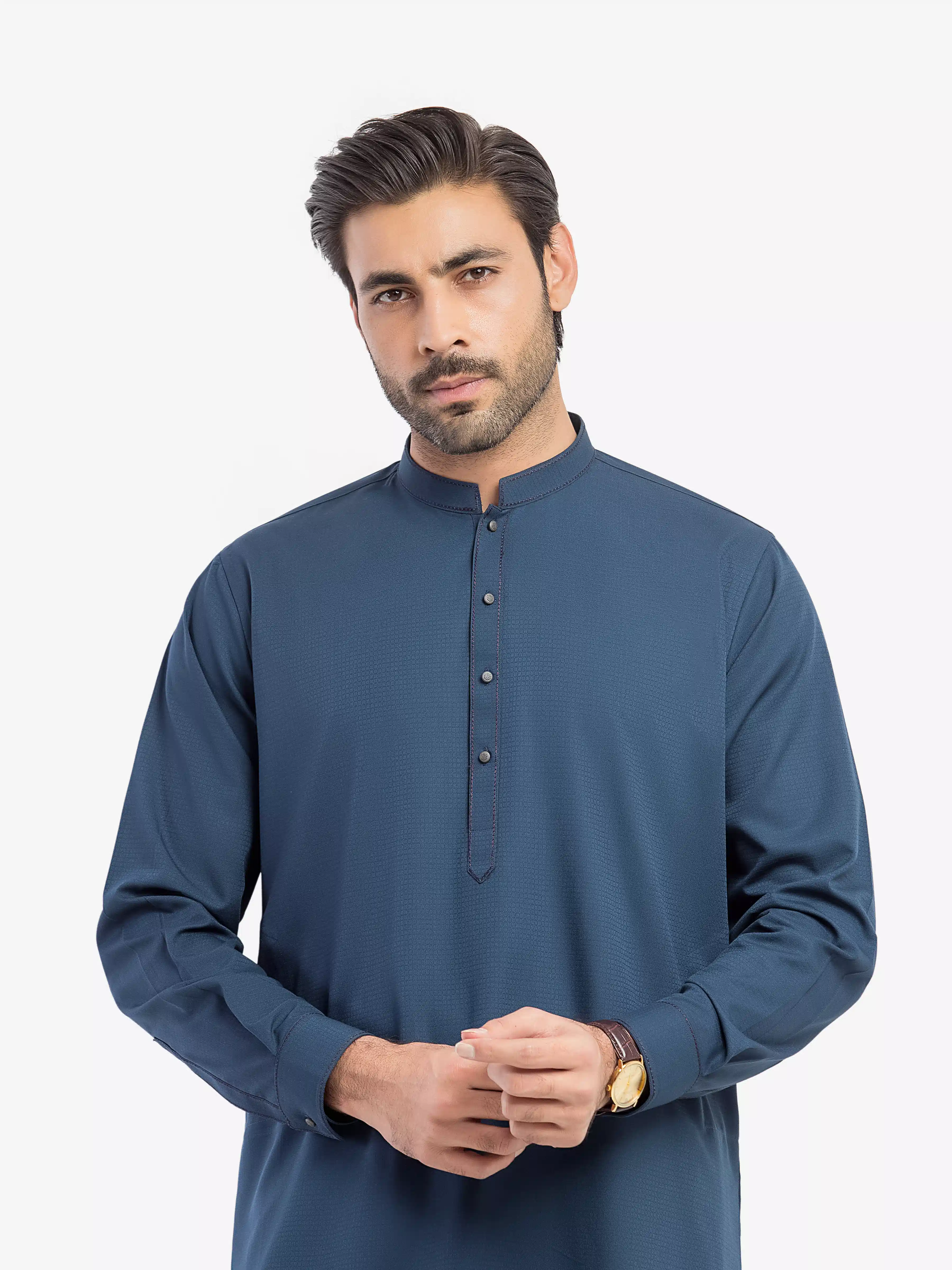 Men's Dark Teal Shalwar Kameez - EMTKS5-41187 - Image 2