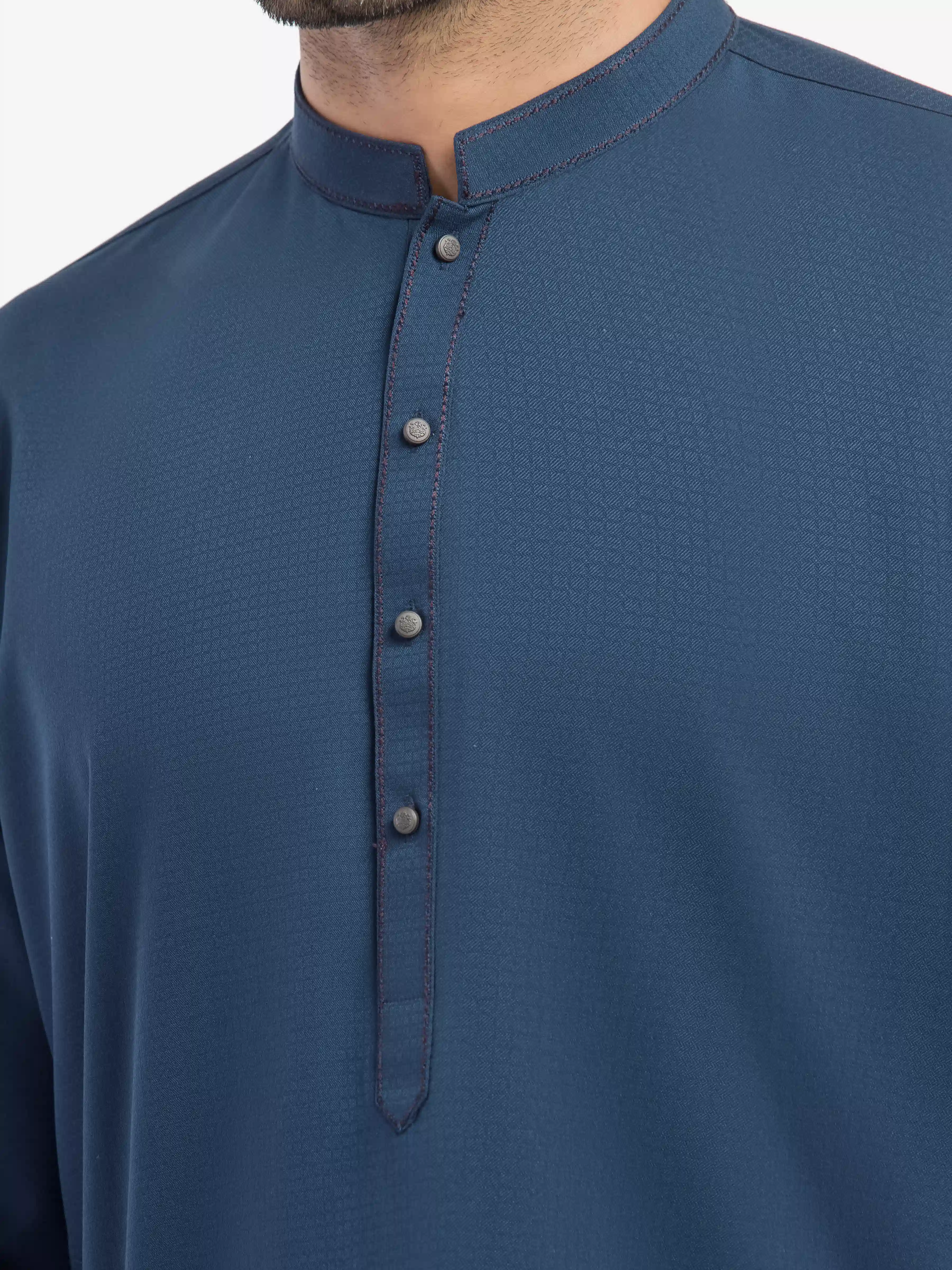 Men's Dark Teal Shalwar Kameez - EMTKS5-41187 - Image 3