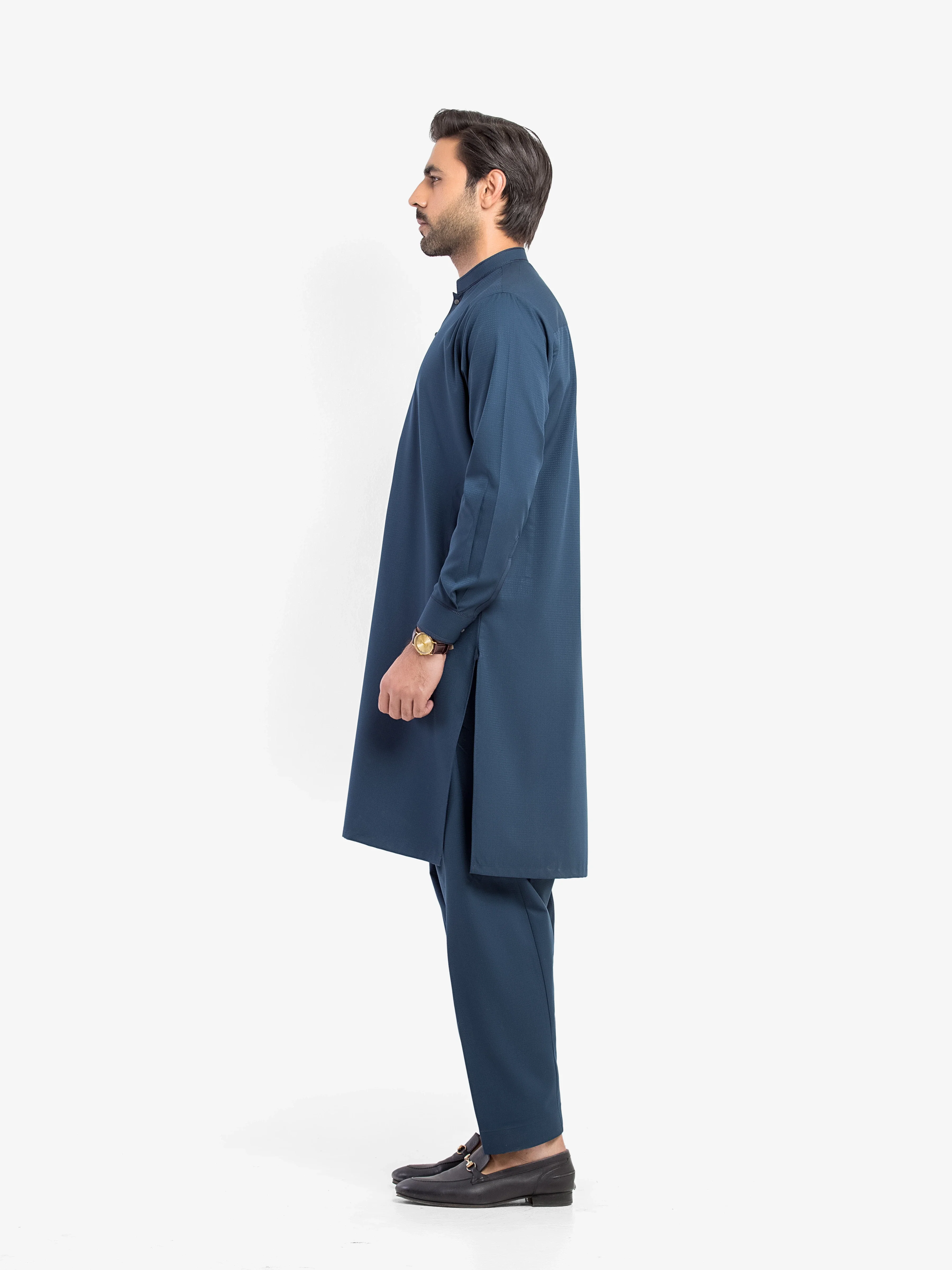 Men's Dark Teal Shalwar Kameez - EMTKS5-41187 - Image 4