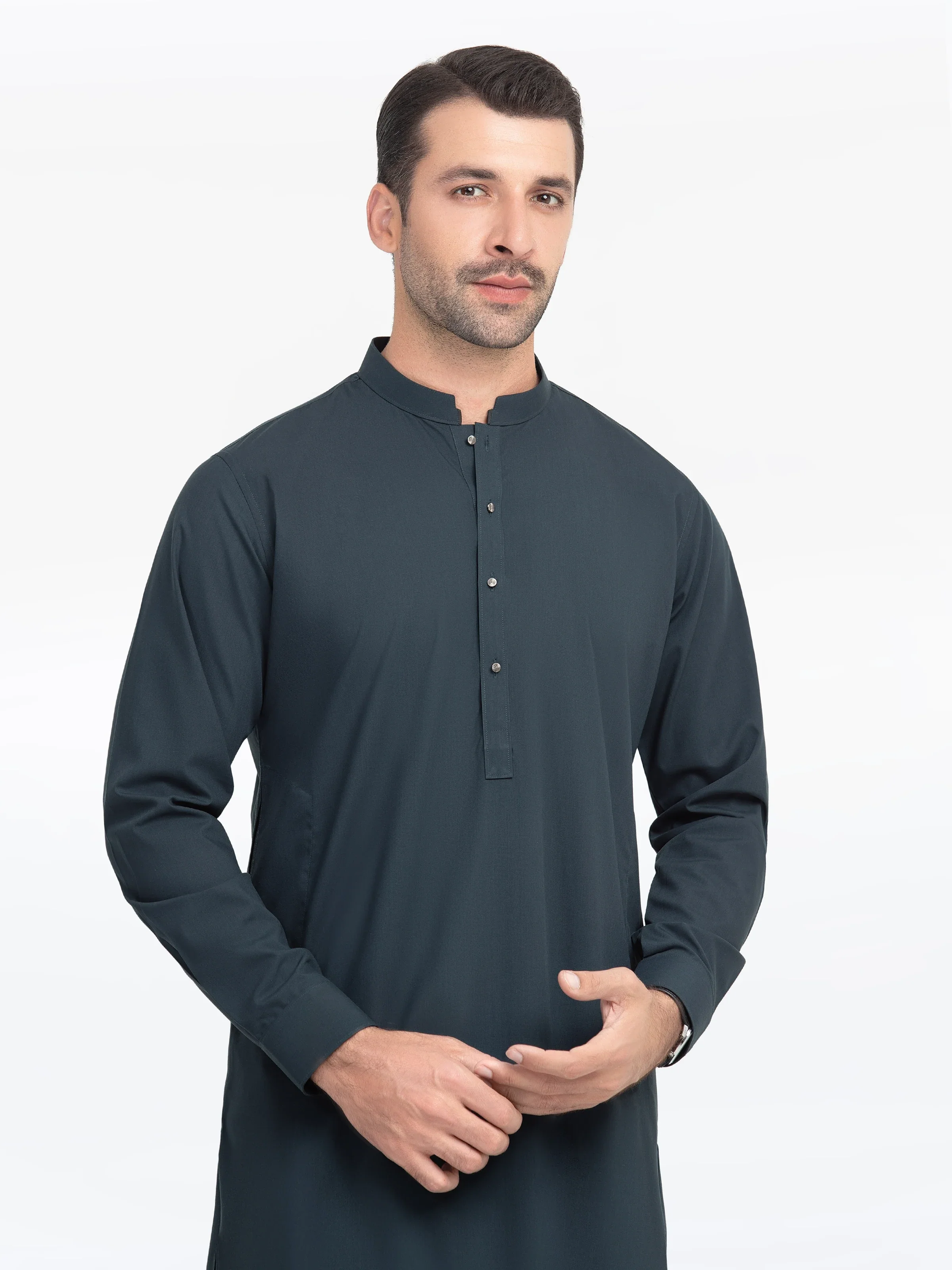 Men's Dark Teal Shalwar Kameez - EMTKST5-99547 - Image 2