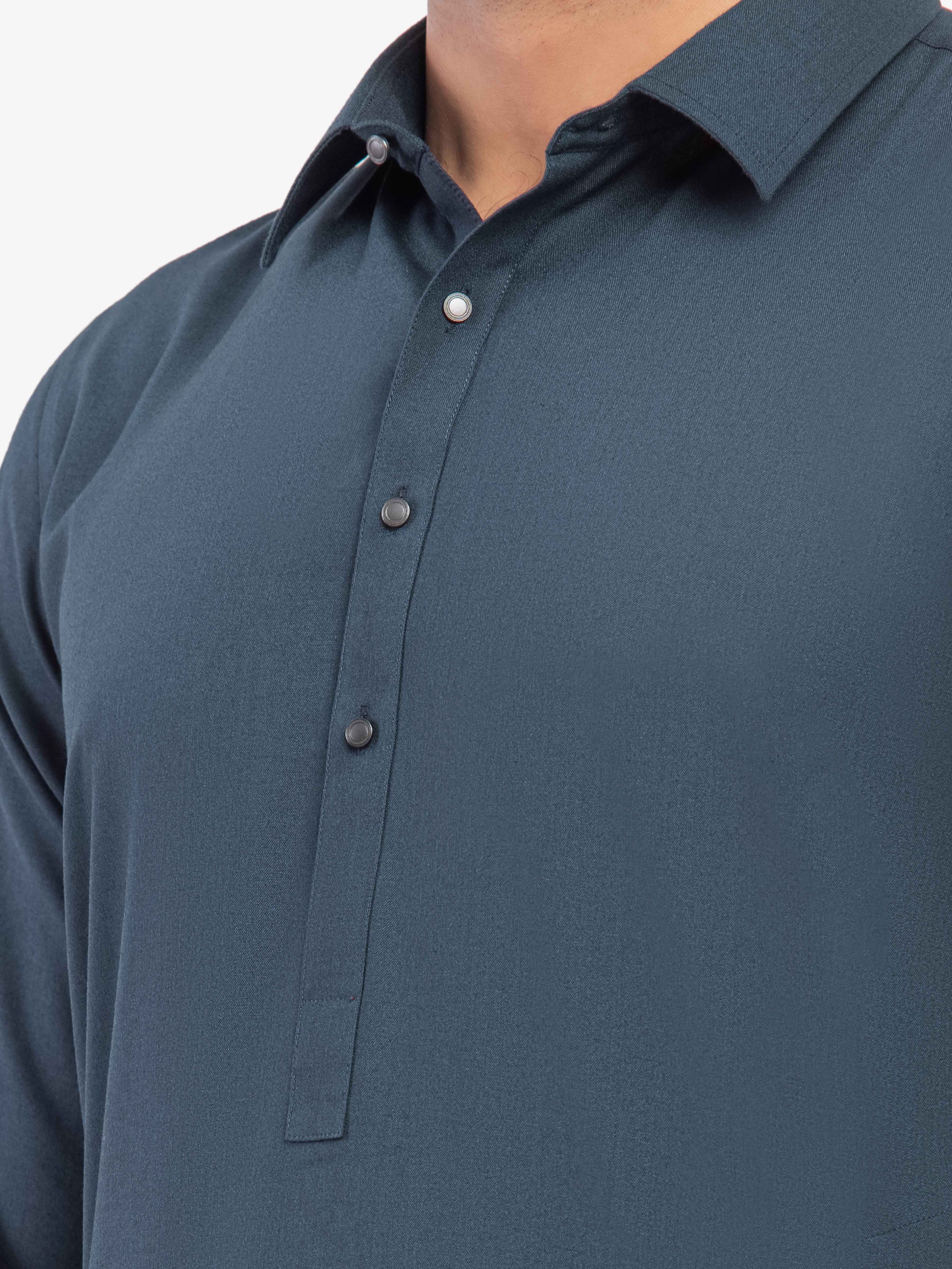Men's Dark Teal Shalwar Kameez - EMTKST5-99607 - Image 3