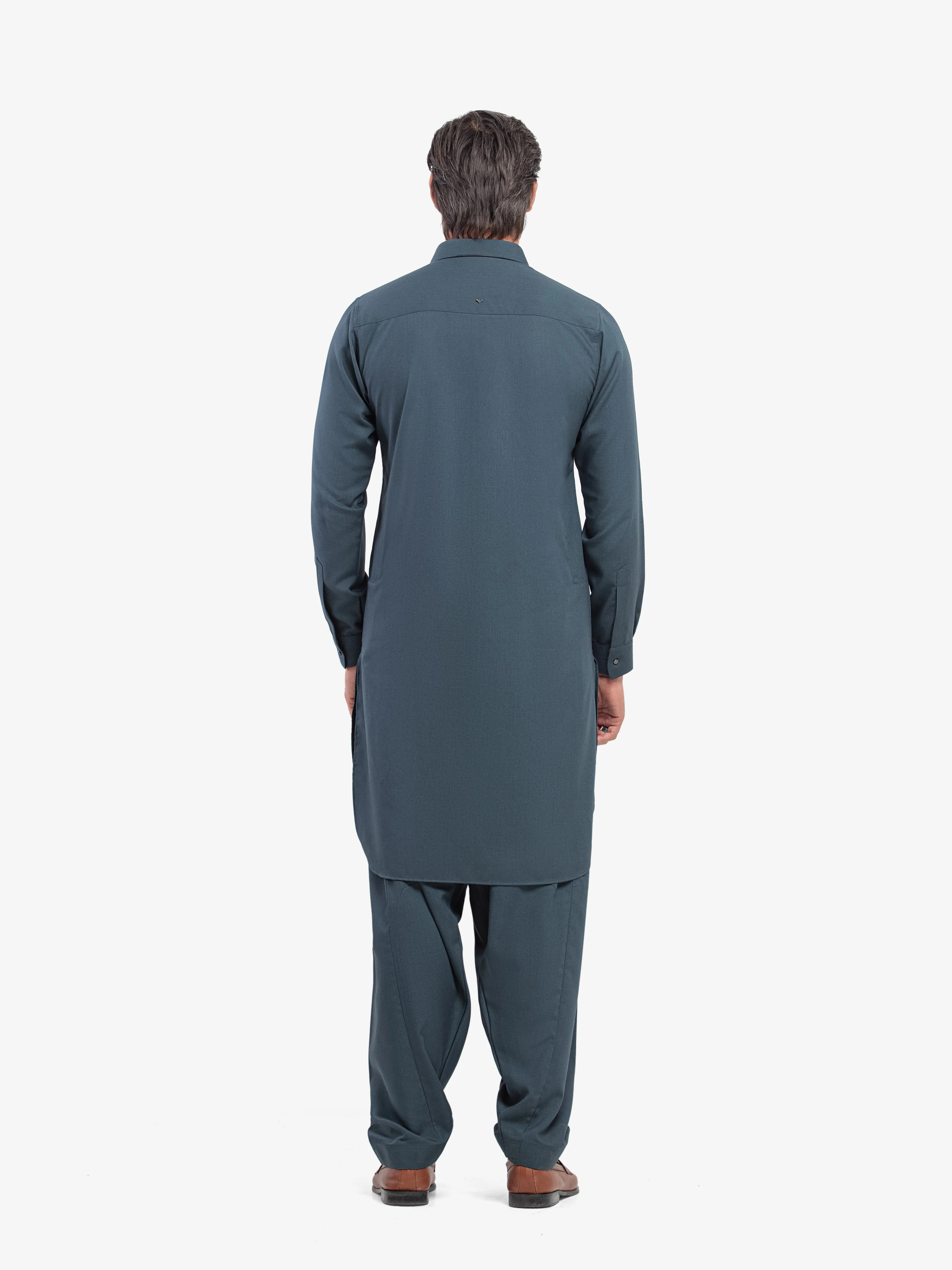 Men's Dark Teal Shalwar Kameez - EMTKST5-99607 - Image 5