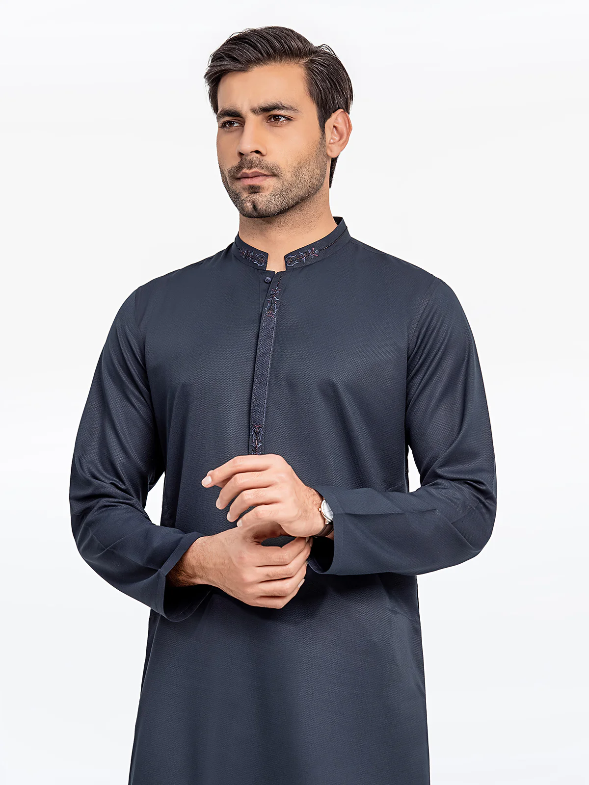 Men's Deep Blue Kurta - EMTK24-99429 - Image 2