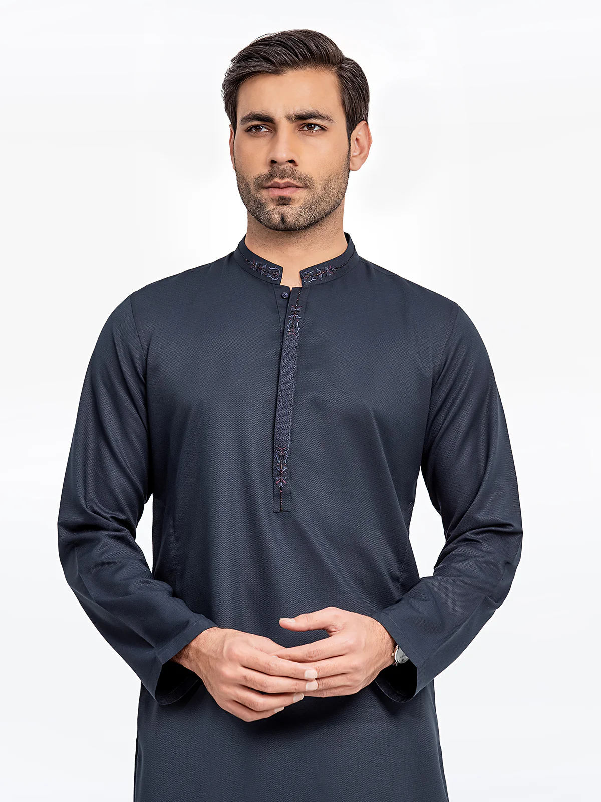 Men's Deep Blue Kurta - EMTK24-99429 - Image 4