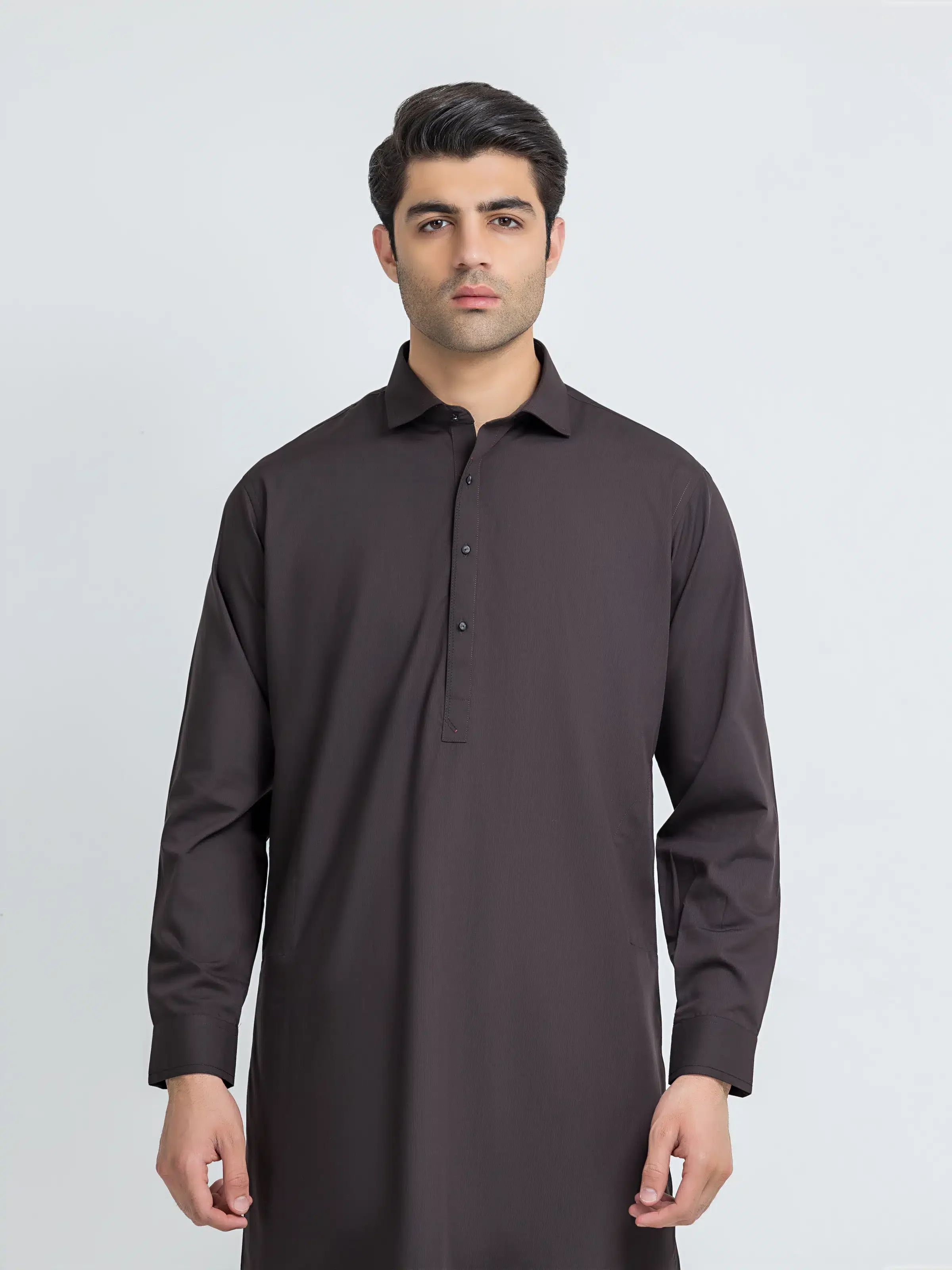 Men's Deep Brown Shalwar Kameez - EMTKS5-41224 - Image 2