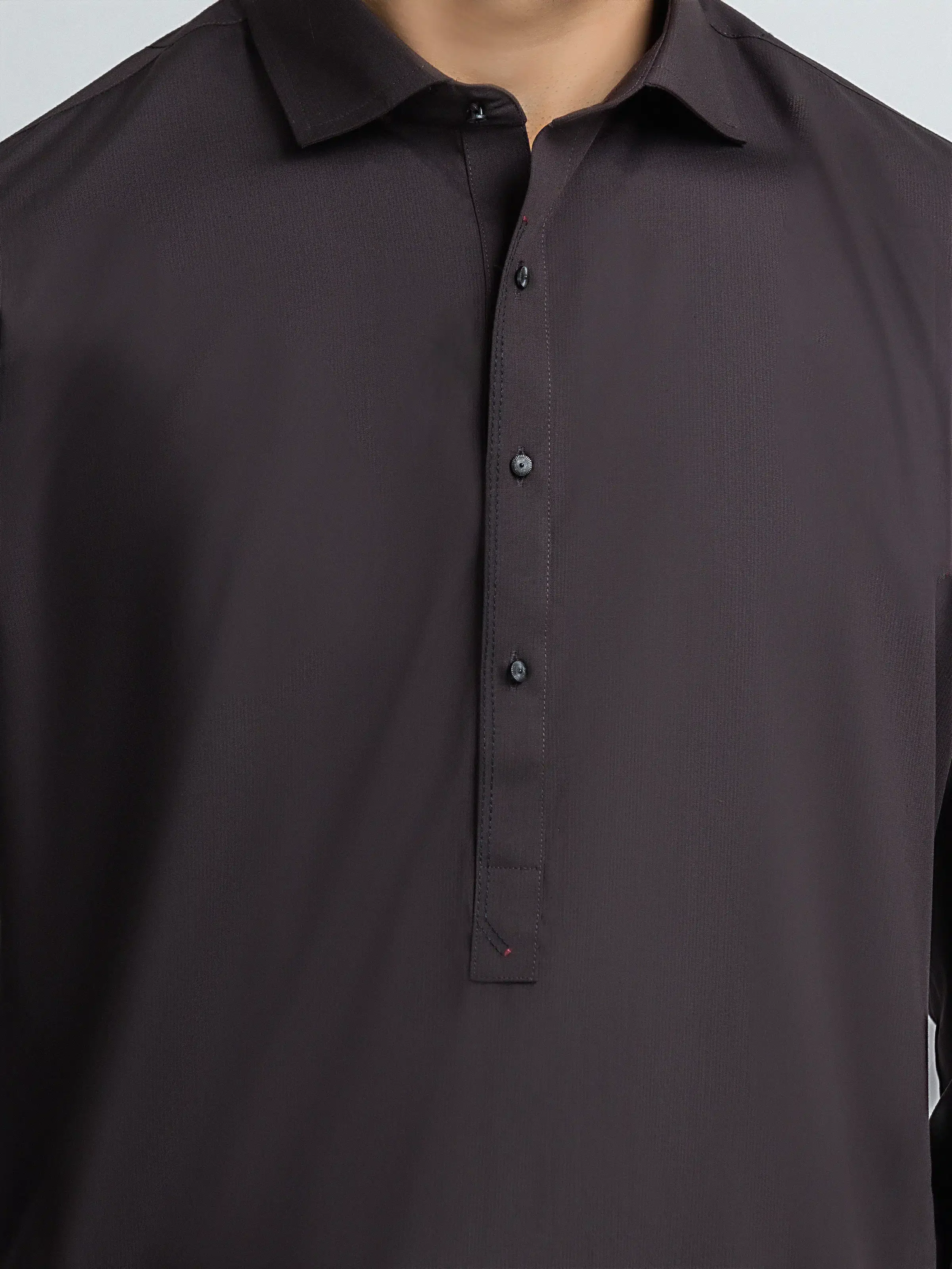 Men's Deep Brown Shalwar Kameez - EMTKS5-41224 - Image 3