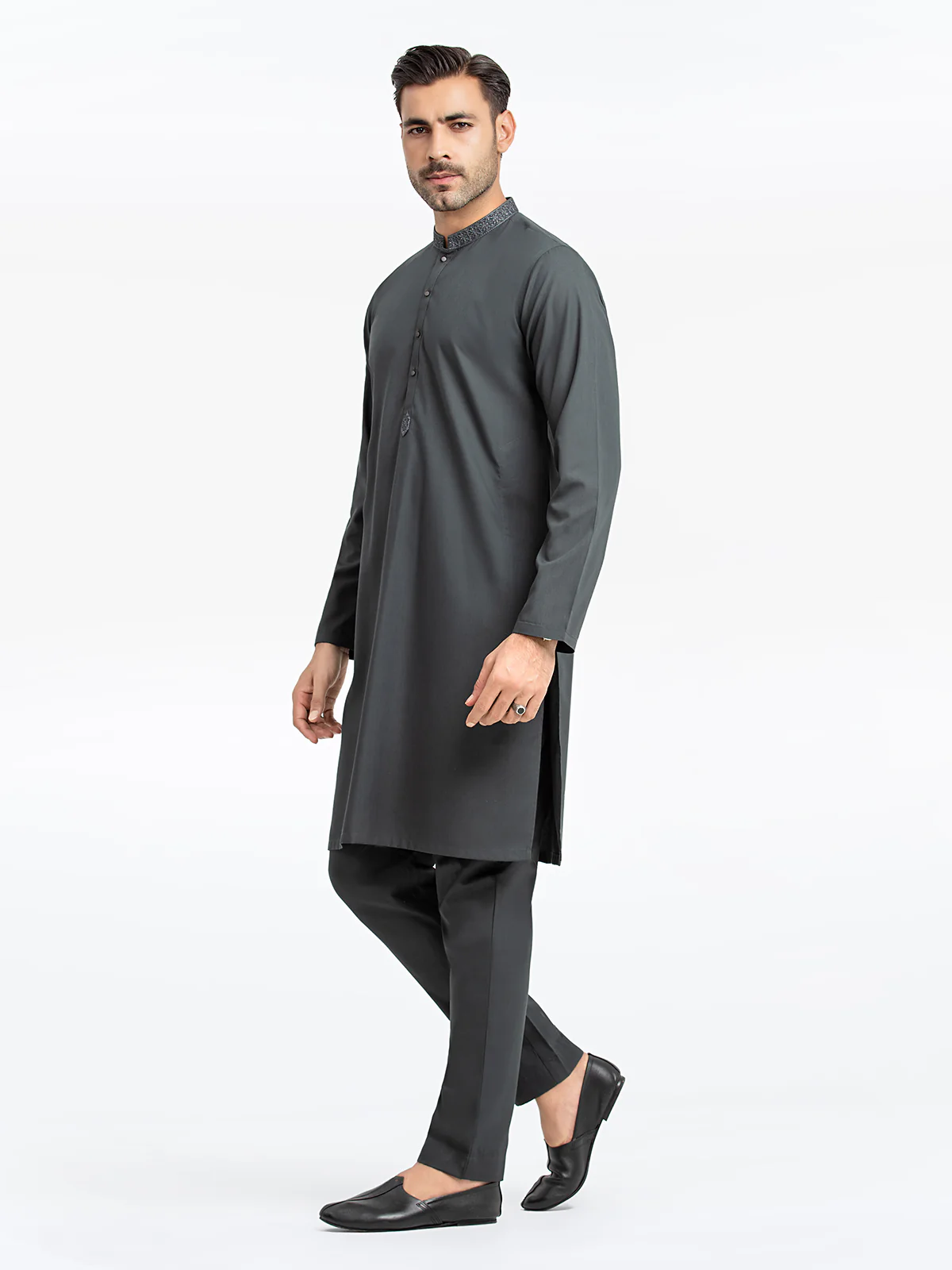 Men's Deep Green Kurta Pajama - EMTKPT24-040 - Image 4
