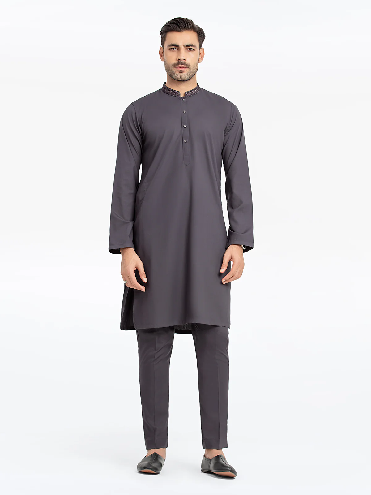 Men's Deep Grey Kurta Pajama - EMTKPT24-039 - Image 2