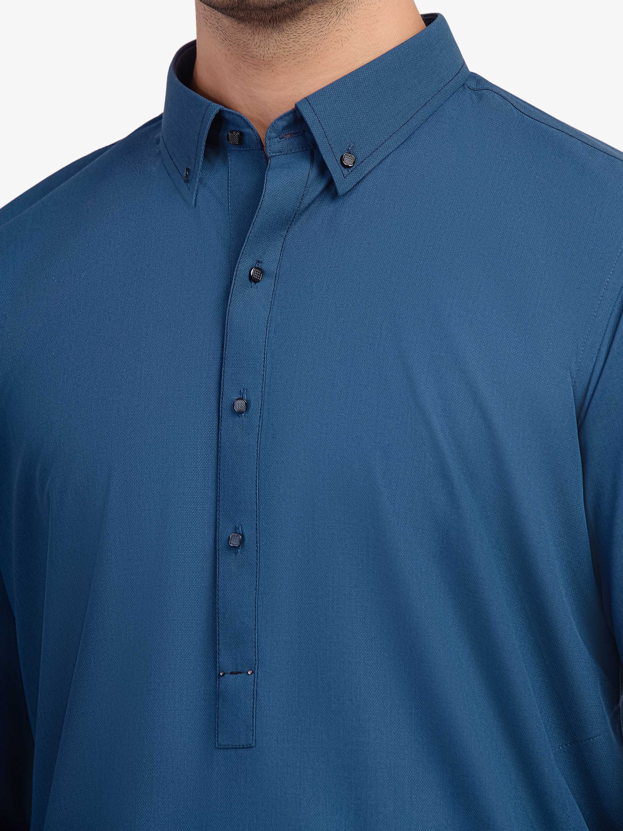 Men's Deep Ocean Shalwar Kameez - EMTKST5-99592 - Image 3