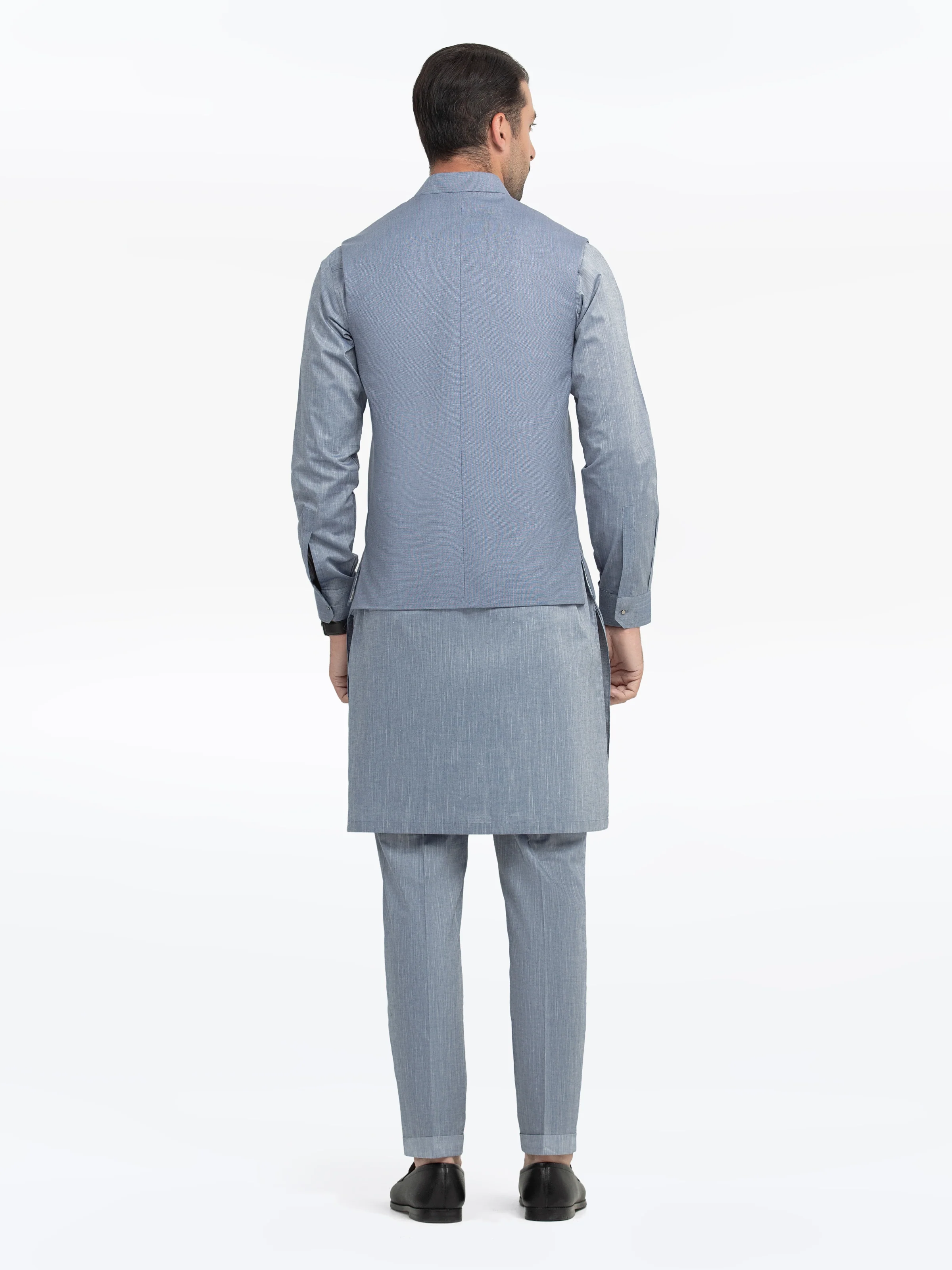 Men's Denim Blue Waist Coat - EMTWC5-35937 - Image 4