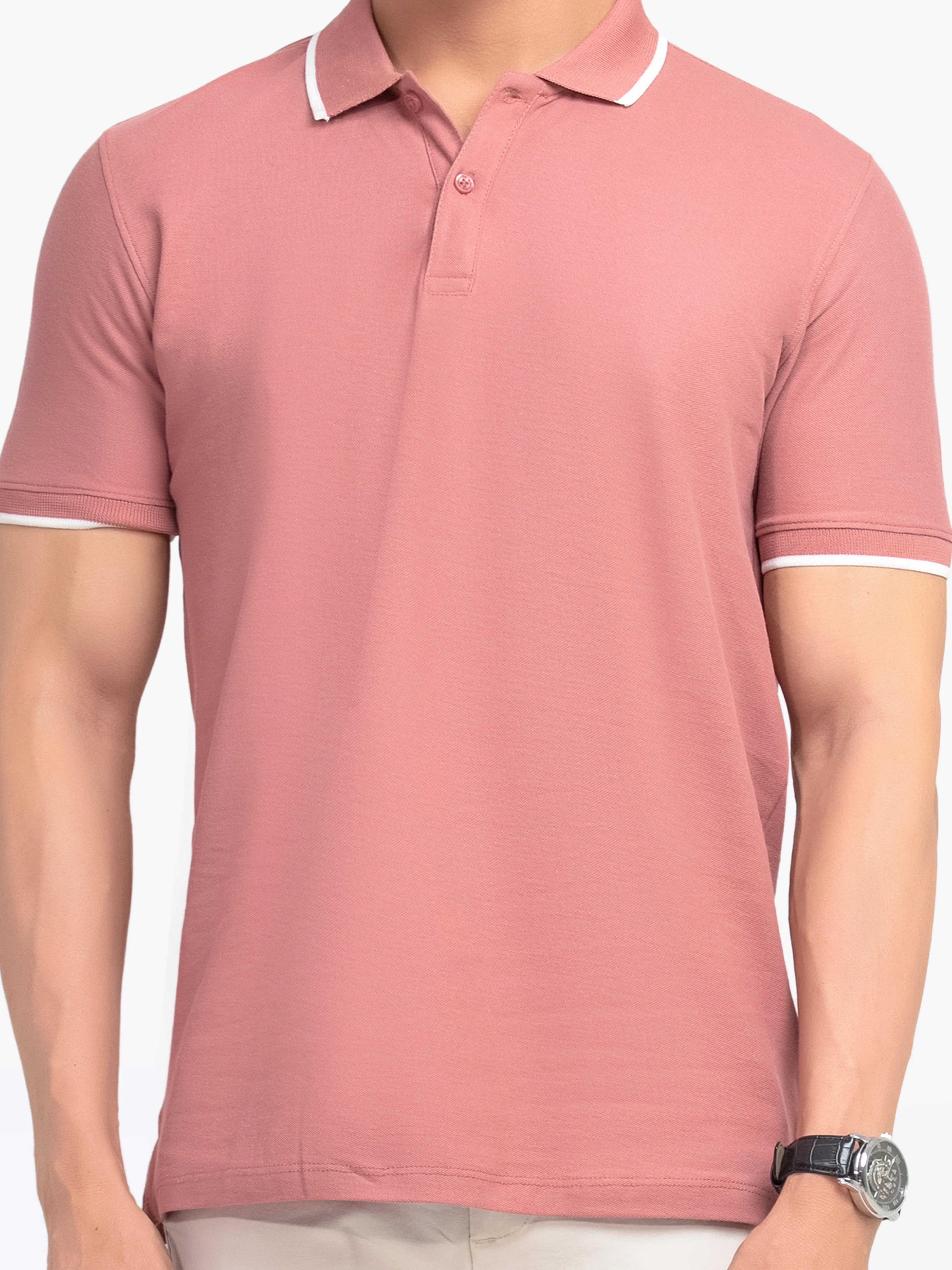 Men's Dusty Rose Polo Shirt - EMTPS5-043 - Image 3