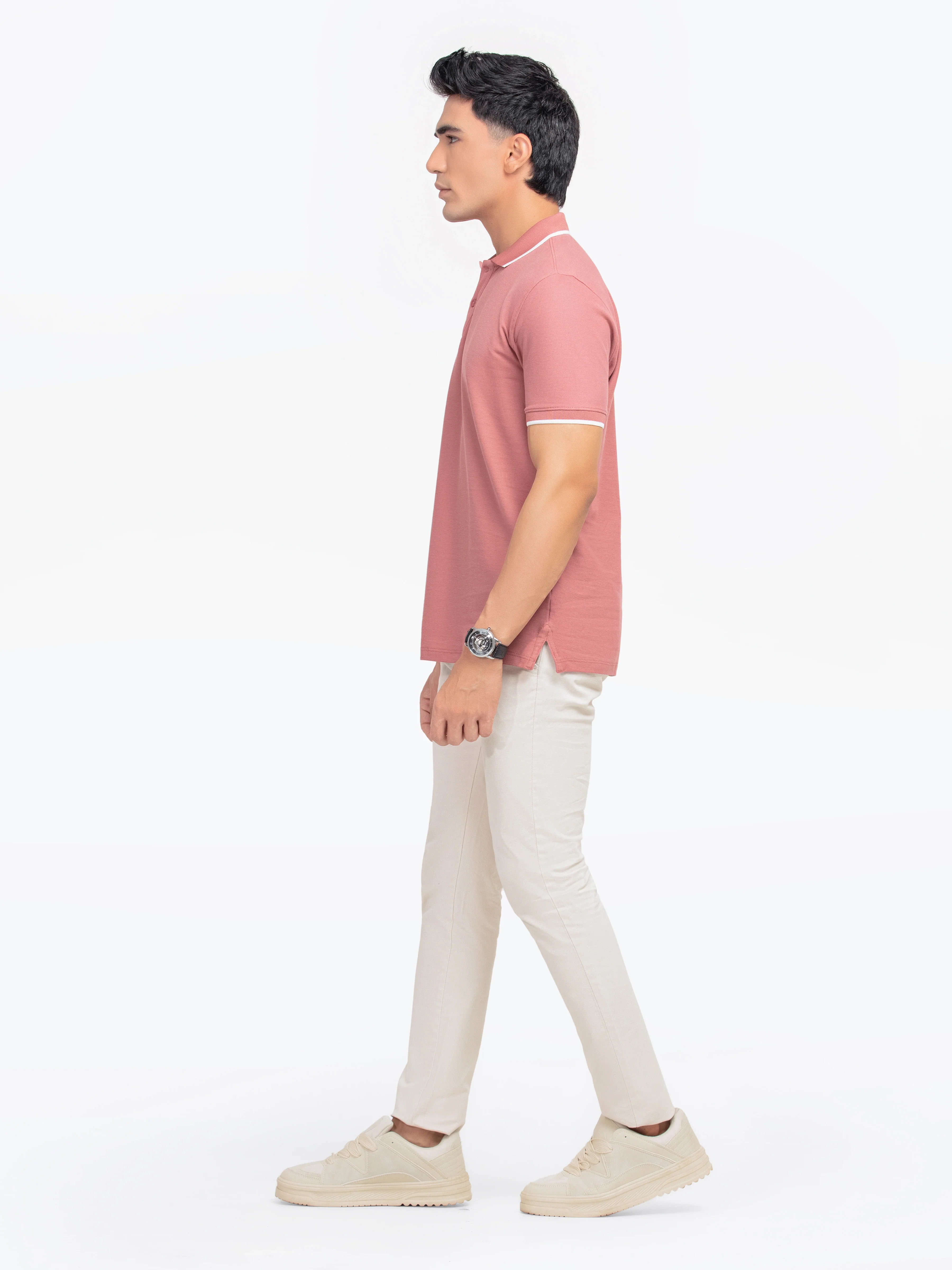 Men's Dusty Rose Polo Shirt - EMTPS5-043 - Image 4